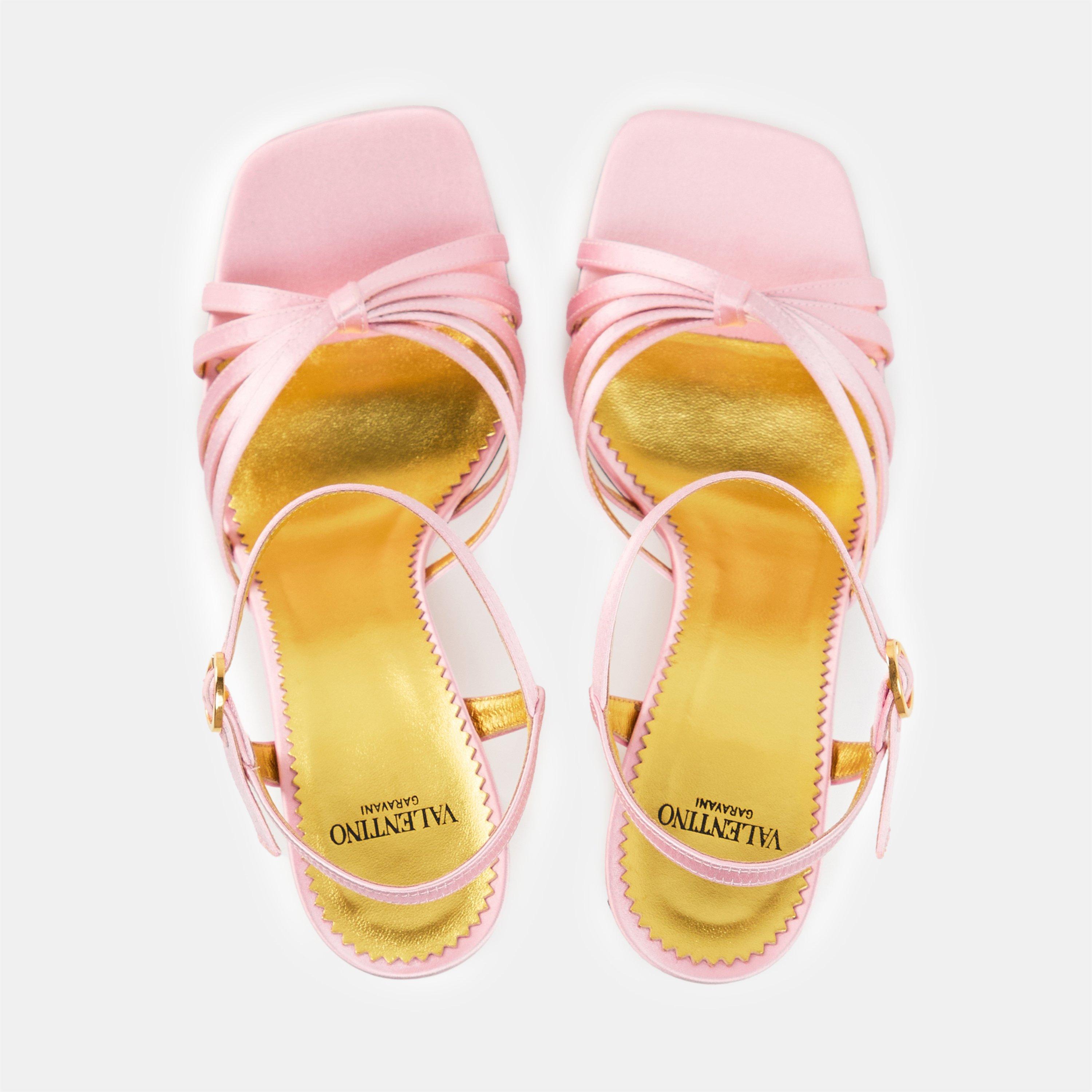 Rose/Multi - Valentino Garavani - Crystal 90mm Satin Sandals - 5