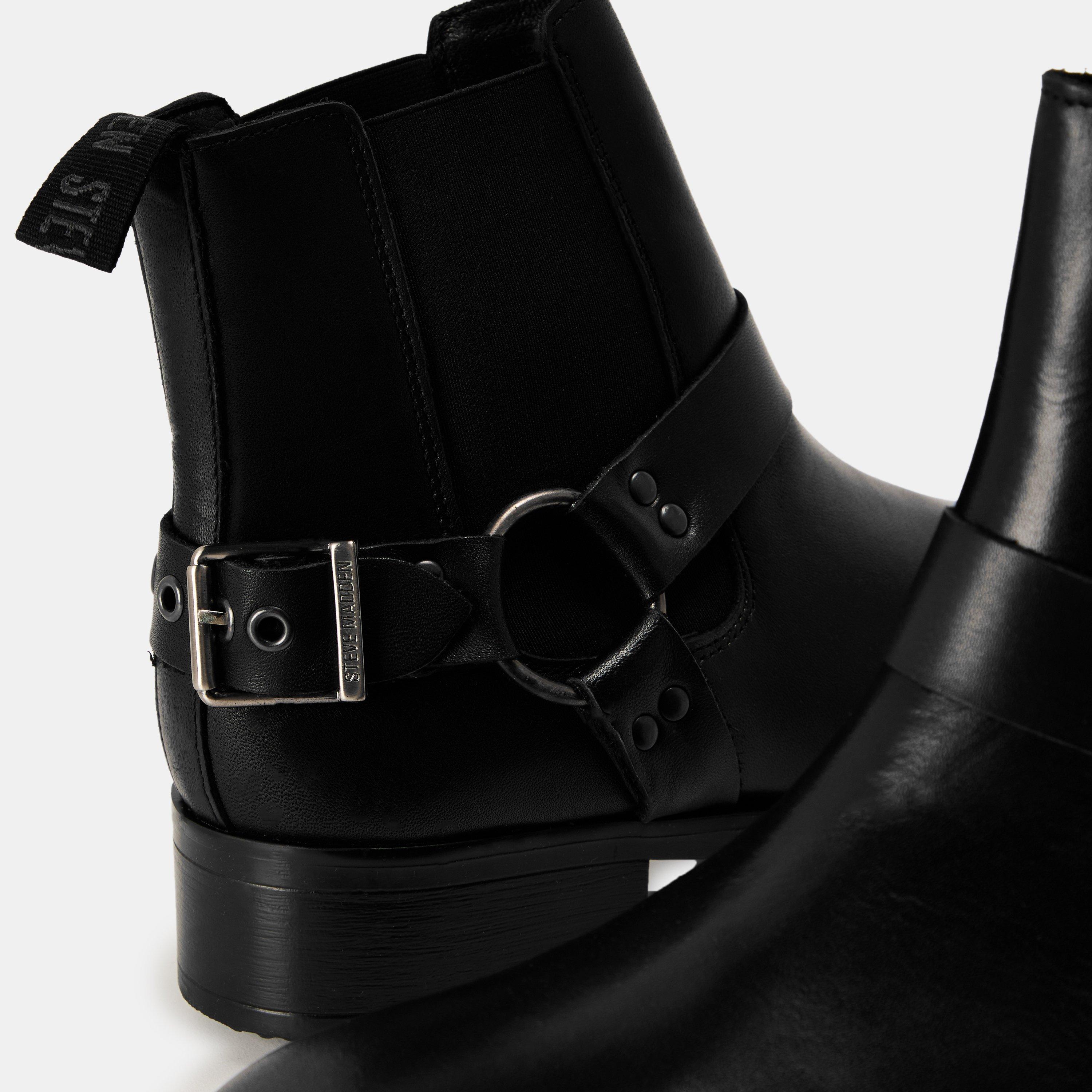 Black Lthr - Steve Madden - Men's Antonn Ankle Heeled Boots - 3