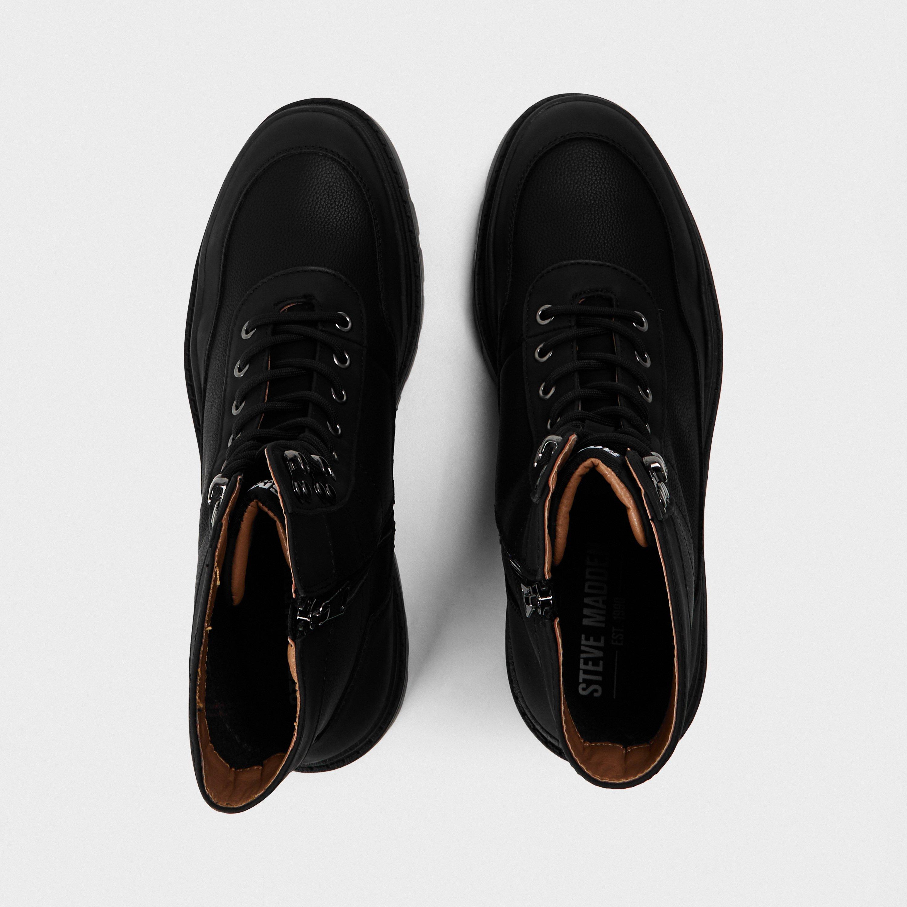 Black - Steve Madden - Men's Hudson Flat Ankle Boots - 4