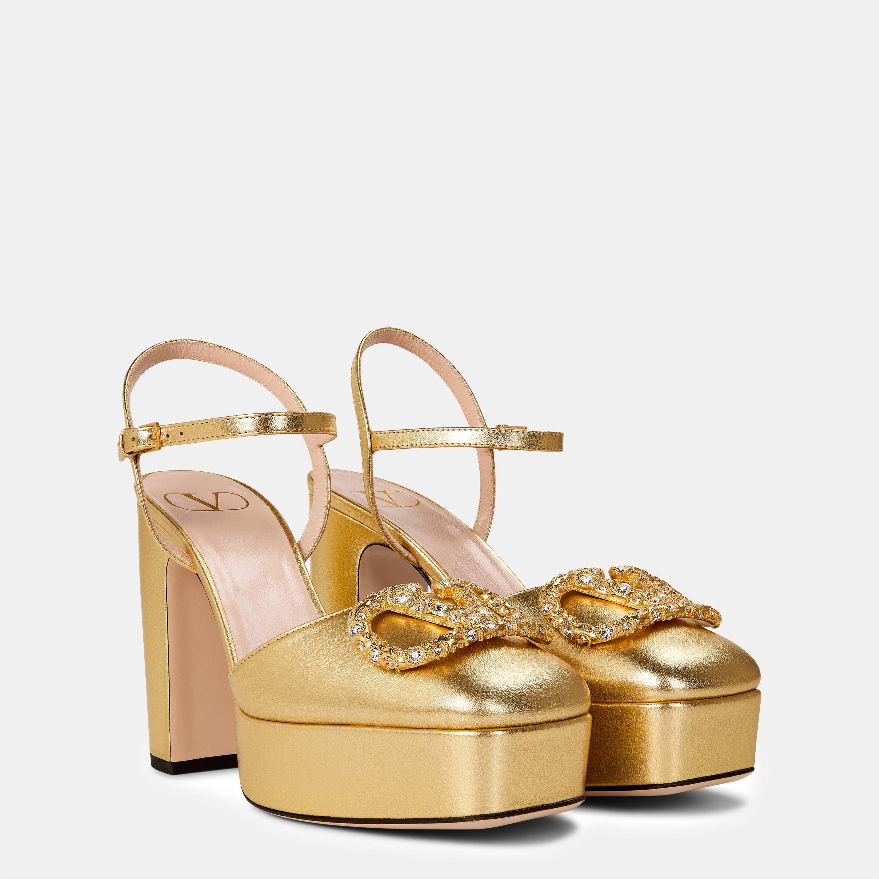 Antique Brass - Valentino Garavani - Metallic Platform Pumps - 4