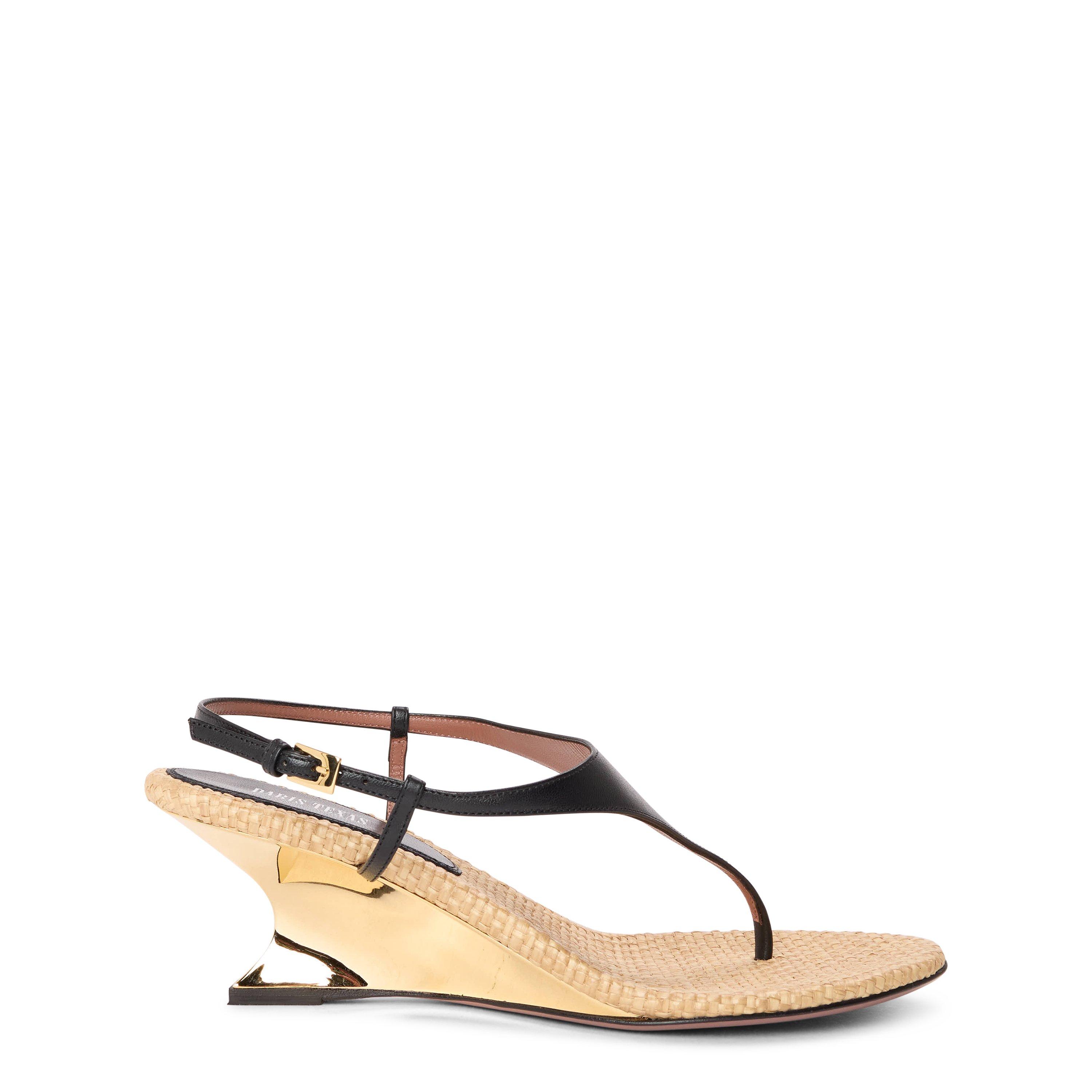 Paris Texas Women's Wedge Heeled Sandals - Black Gold - 4 (37)