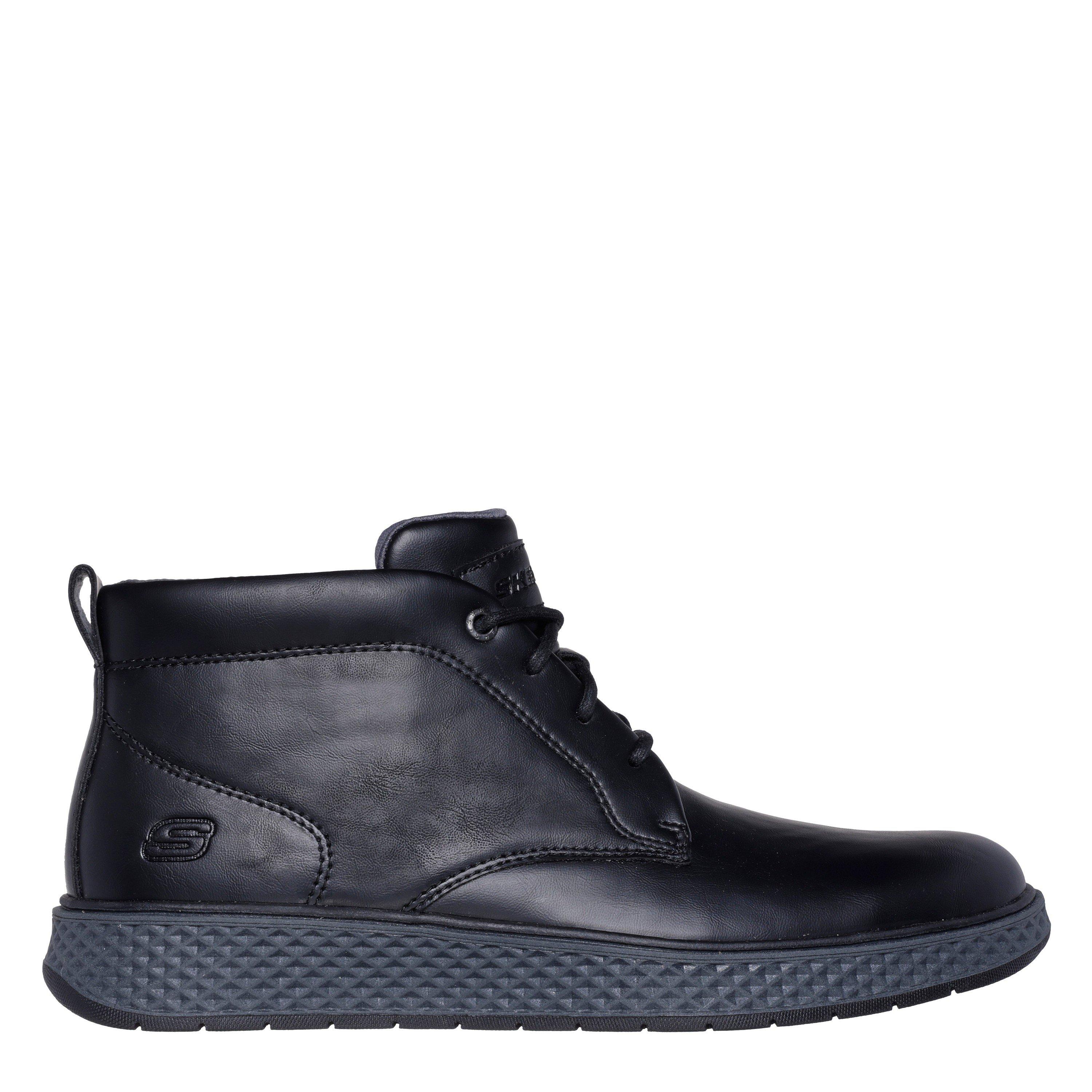 Black - Skechers - Men's Burkett Flat Ankle Boots - 1