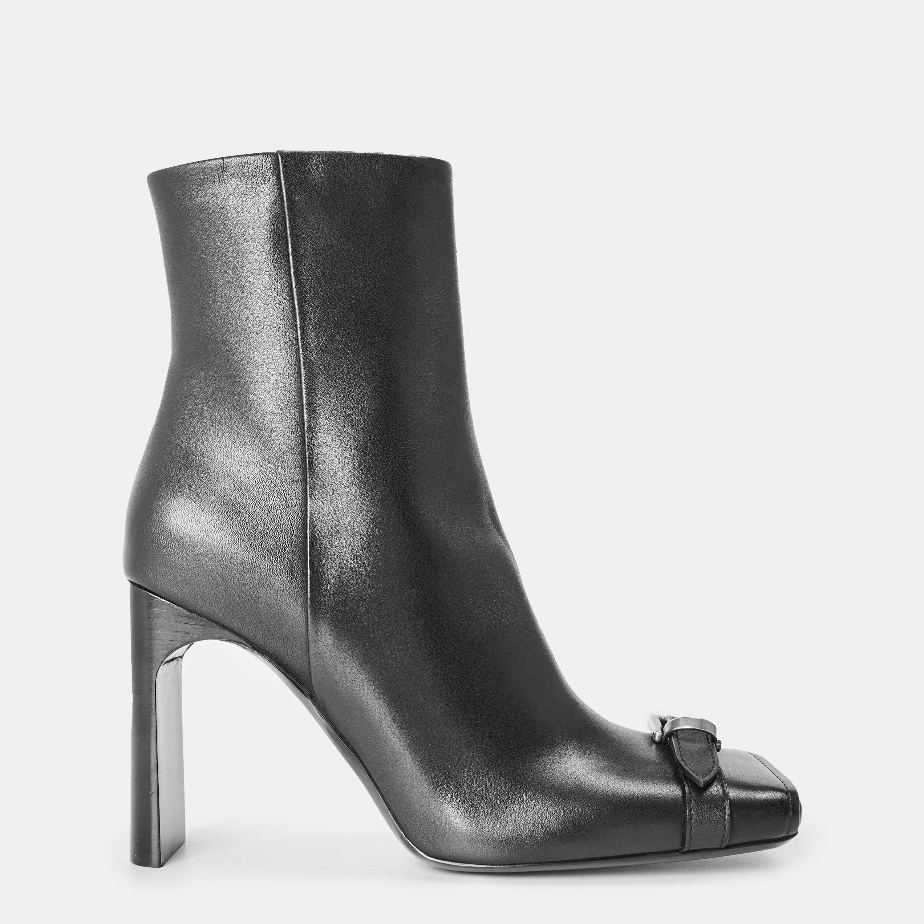 Balenciaga Women's Contemporary Heeled Ankle Boots - Black/Silver - 6 (39)