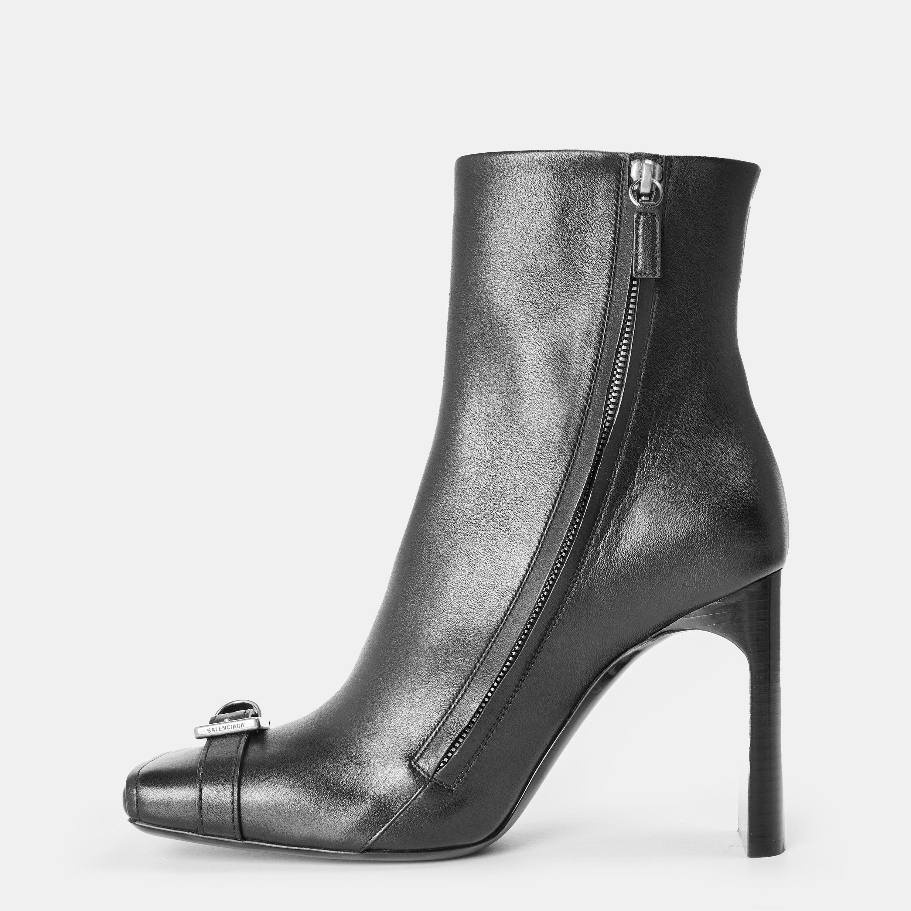 Black/Silver - Balenciaga - Women's Contemporary Heeled Ankle Boots - 2