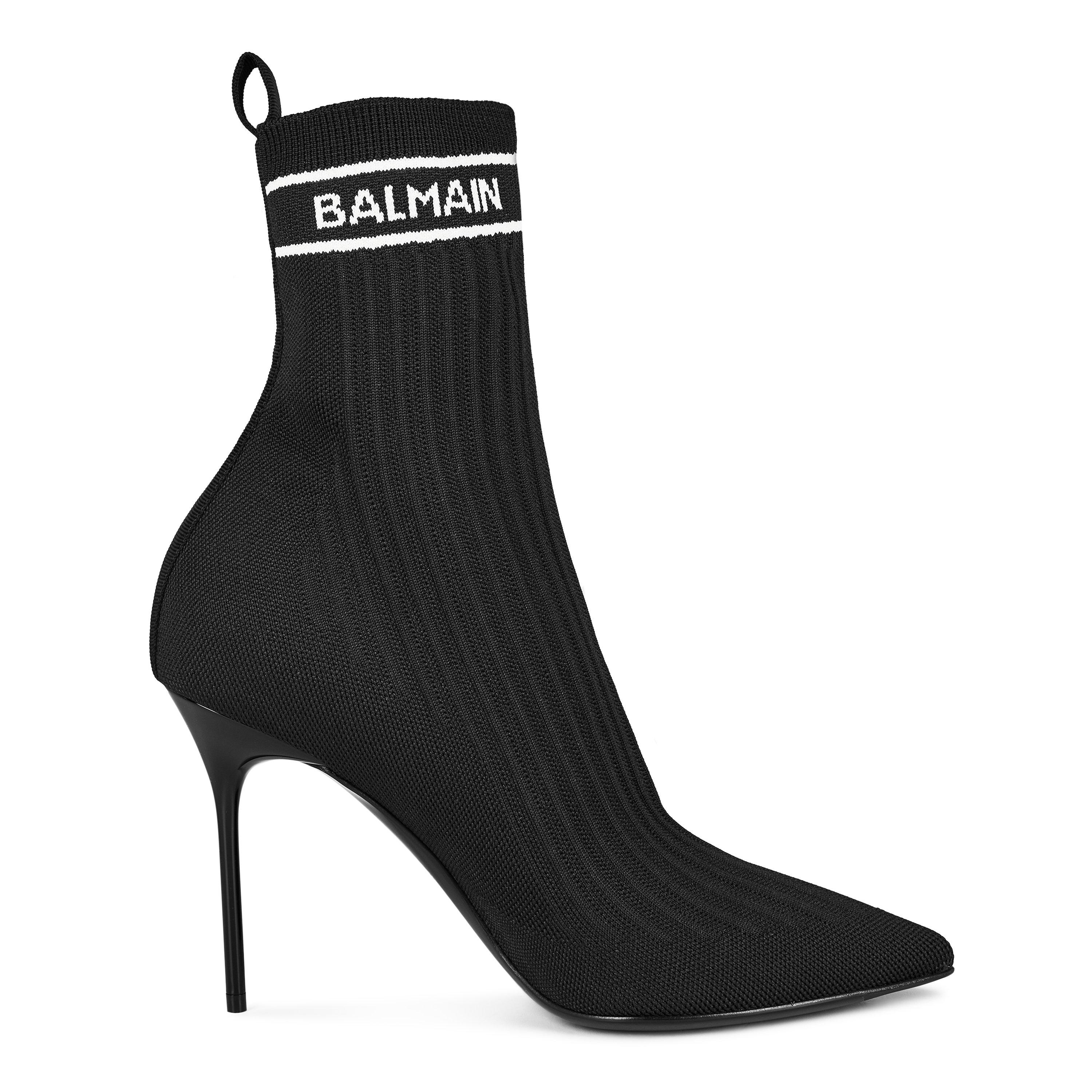 Noir OPA - Balmain - Women's Pb Monogram Skye Knit Ankle Boots - 1