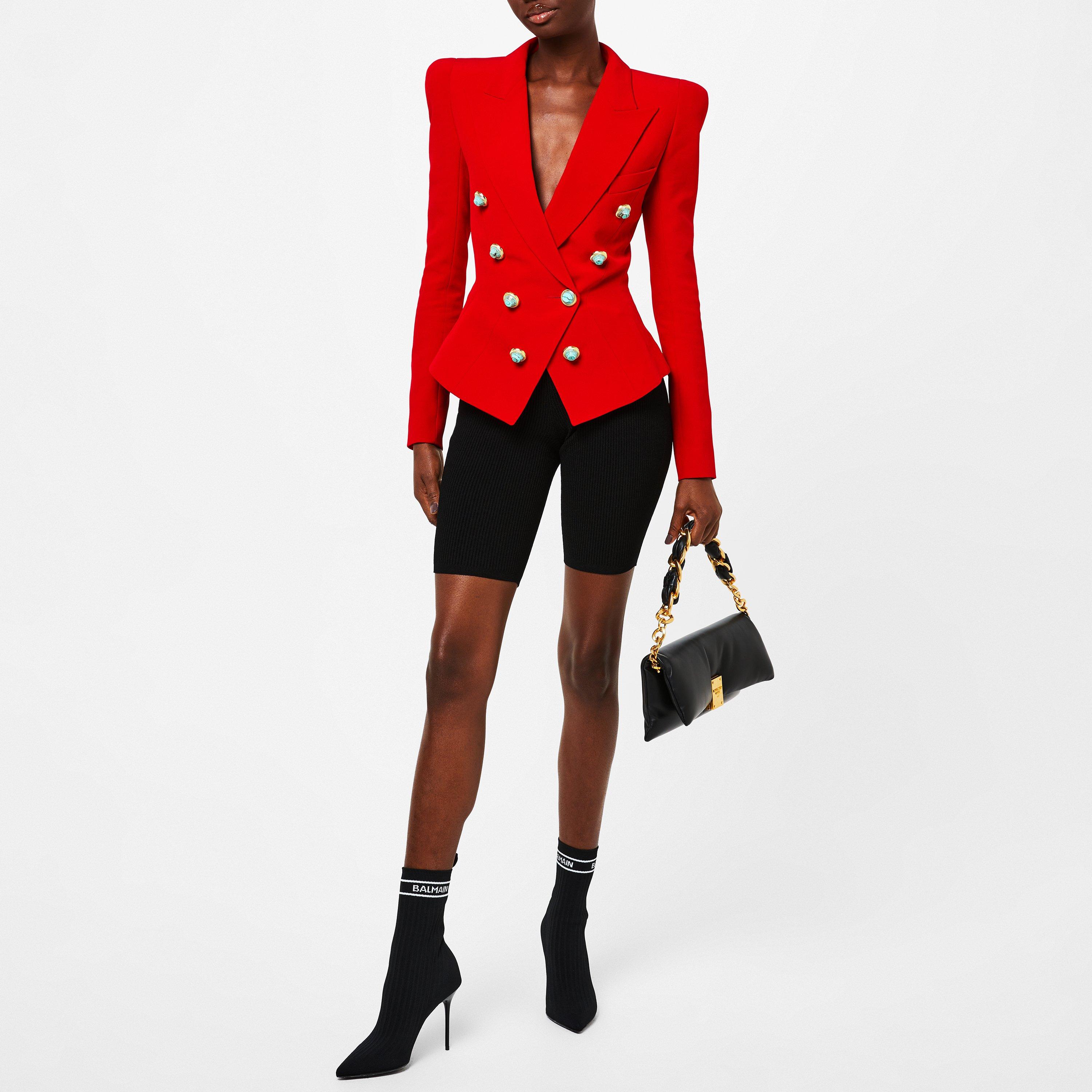 Noir OPA - Balmain - Women's Pb Monogram Skye Knit Ankle Boots - 5