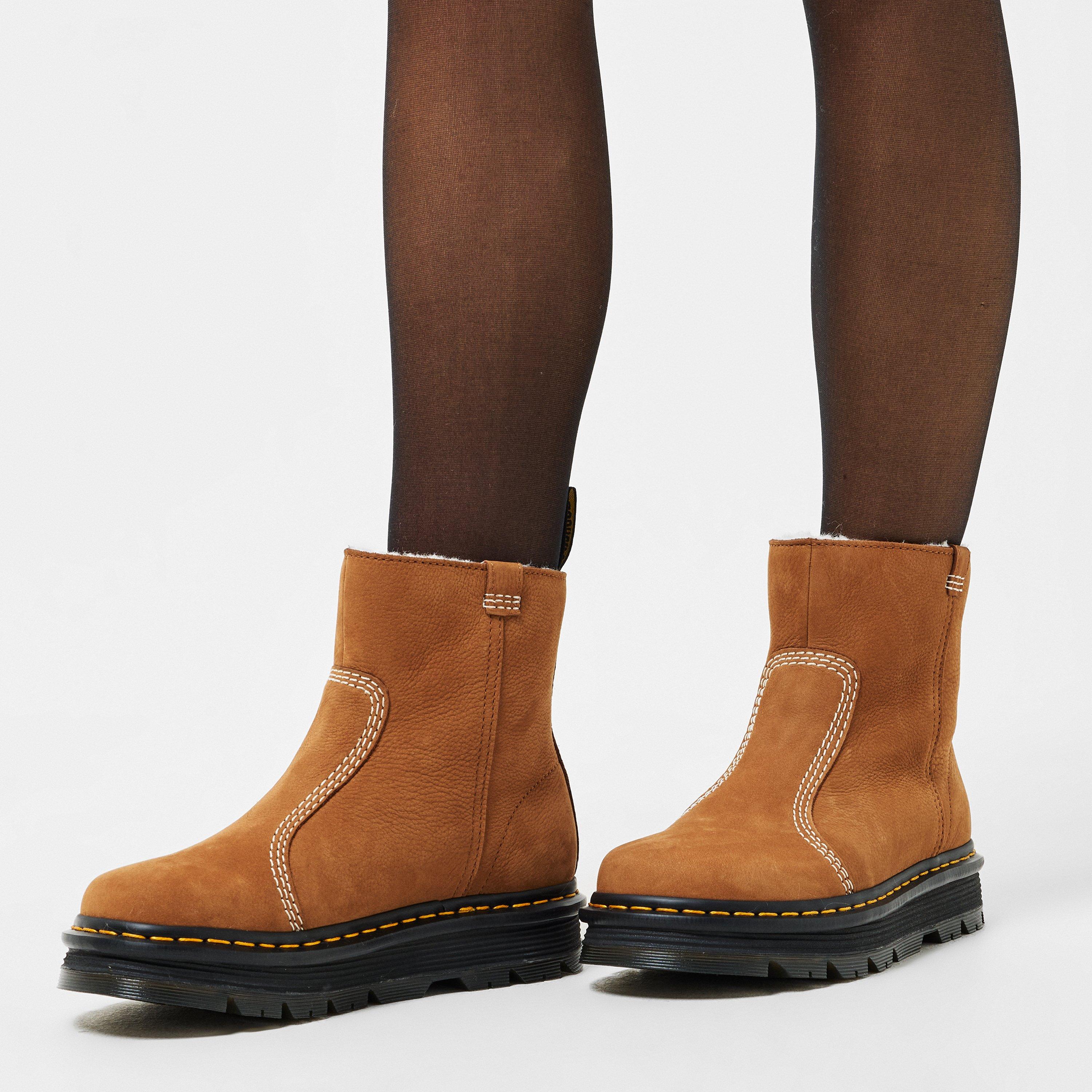 Brown Nubuck - Dr Martens - ZebZag Rigger Slip On Boots - 3