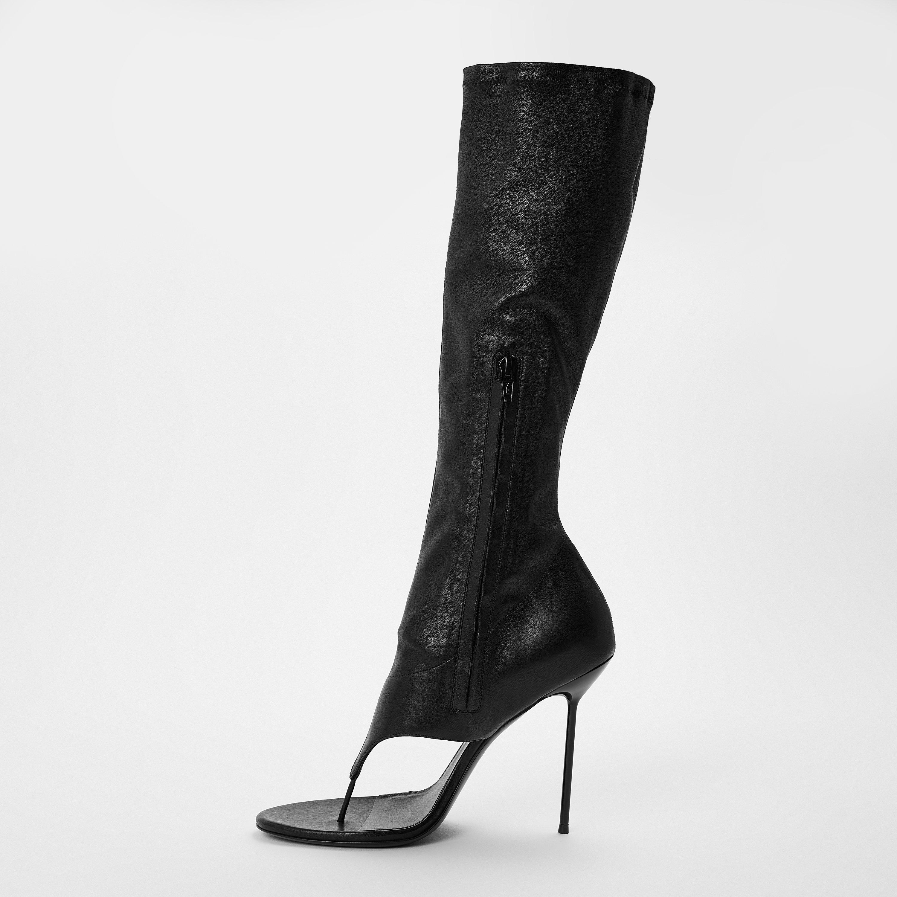 Nappa Black - Paris Texas - Women's Lidia Thong Knee High Boots - 2