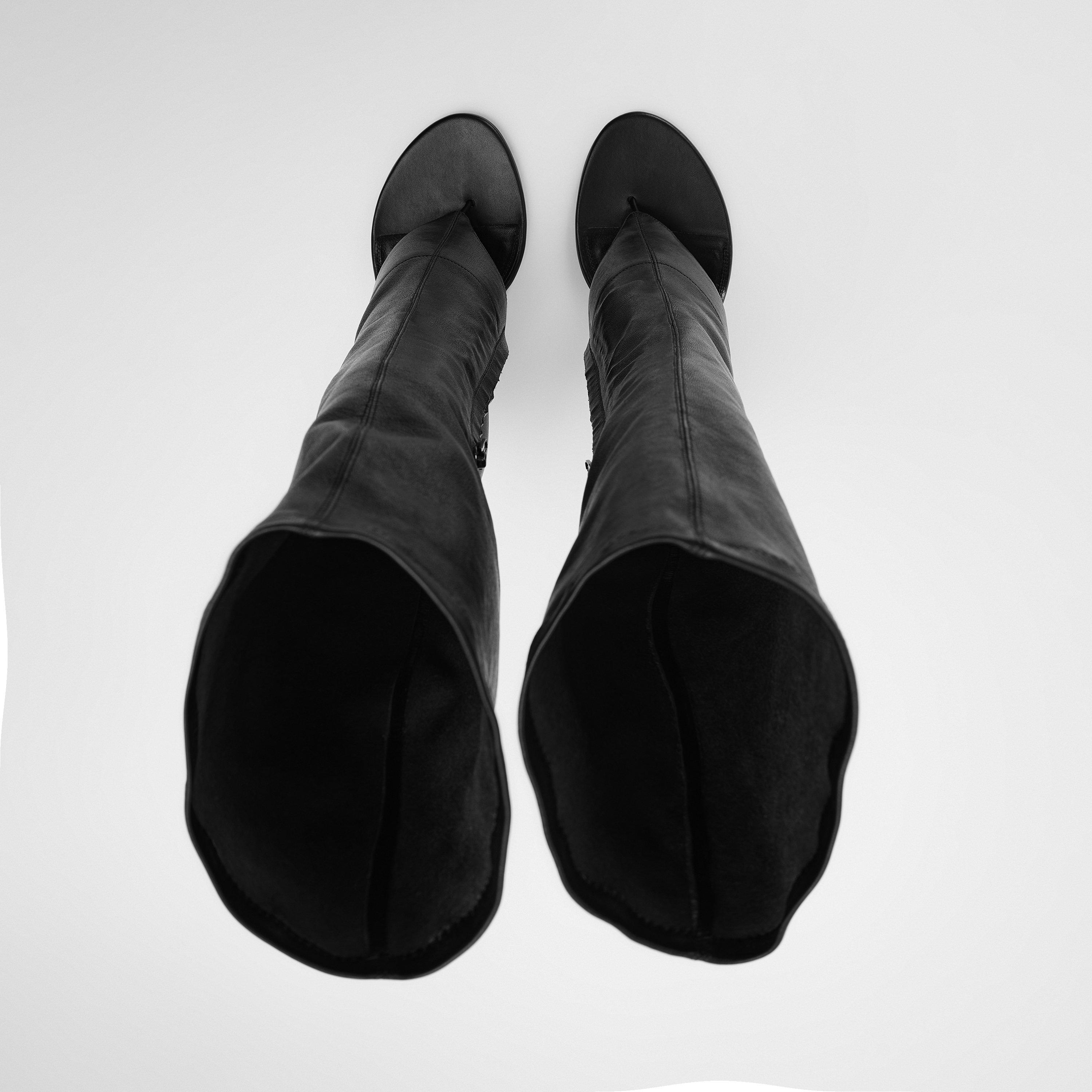 Nappa Black - Paris Texas - Women's Lidia Thong Knee High Boots - 5