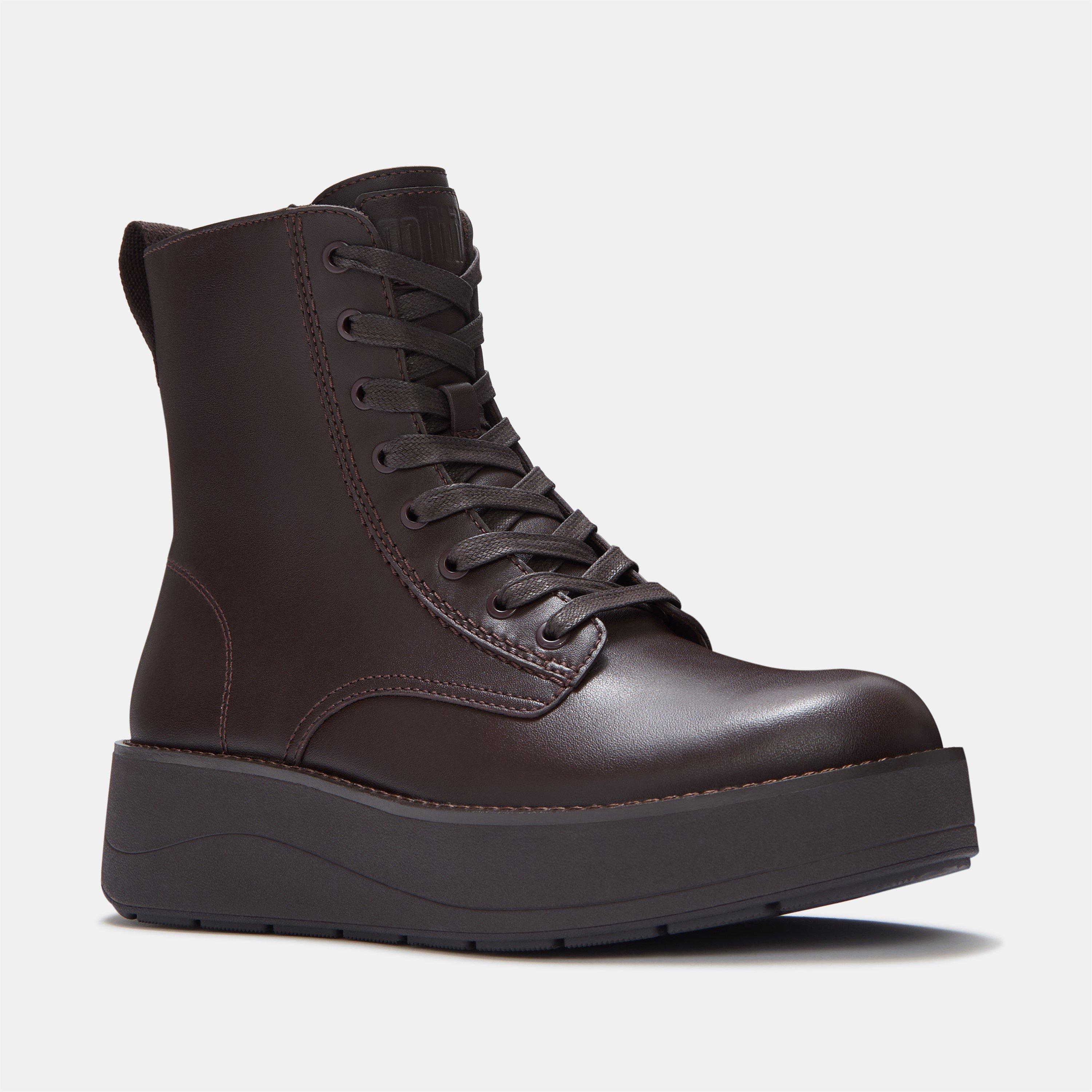 Chocolate Brown - FitFlop - Women's Gen-FF Leather Lace-Up Chukka Boots - 3