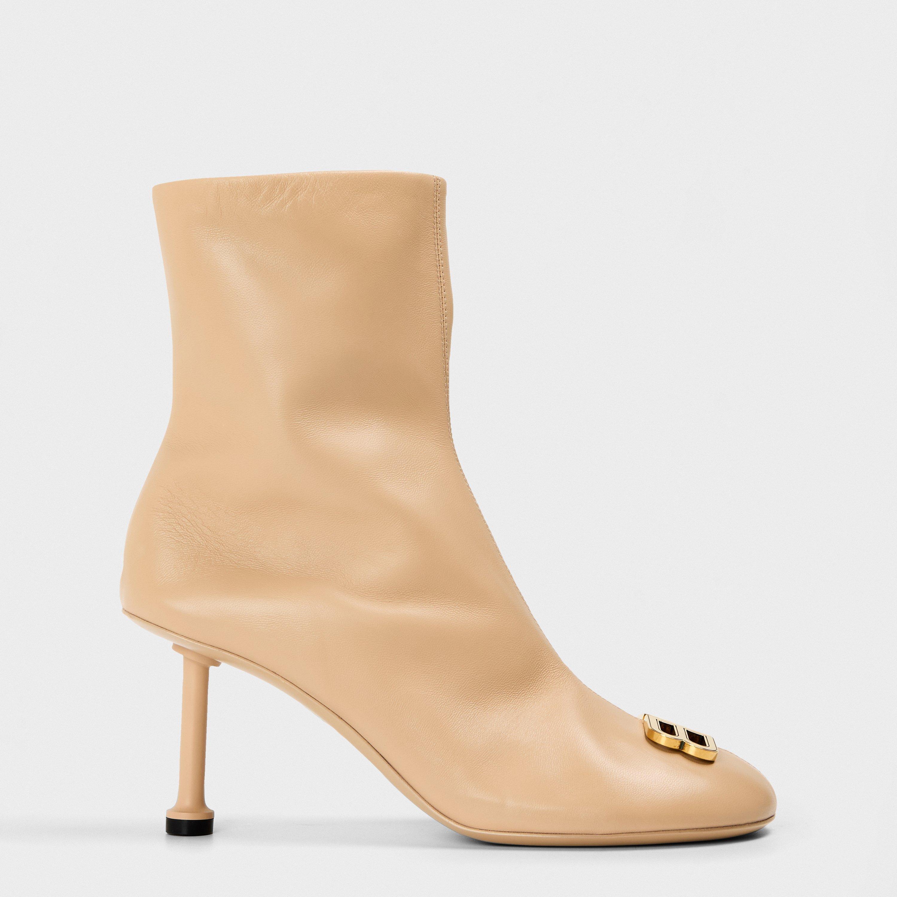 Balenciaga Women's Contemporary Heeled Ankle Boots - Seashell Be - 3 (36)