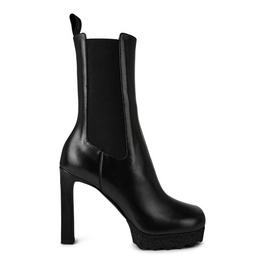 Off White Calf Leather Sponge Heel Boots