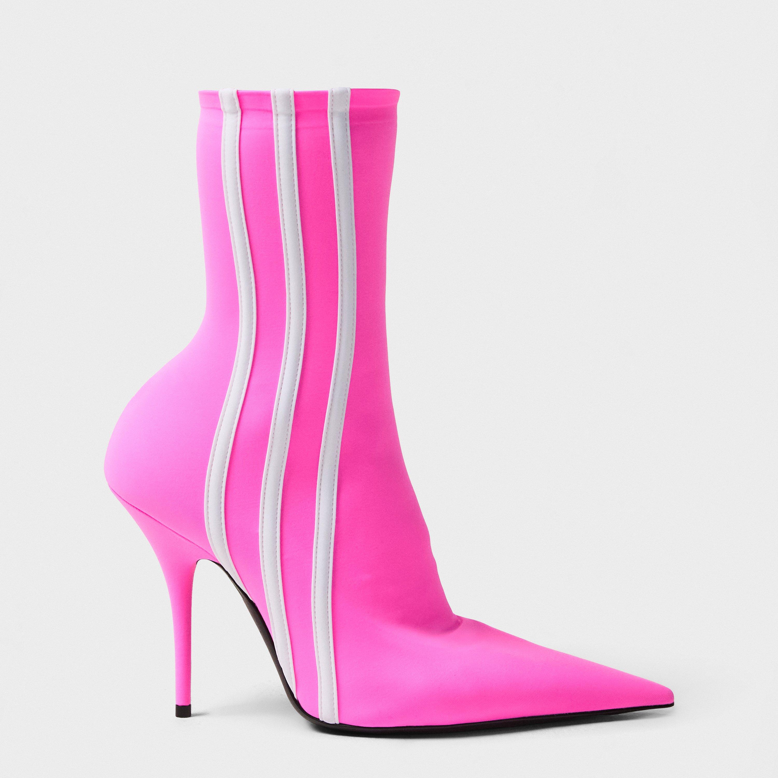Balenciaga Women's Heeled Ankle Boots - Neon Pink/White - Size 4 (37)