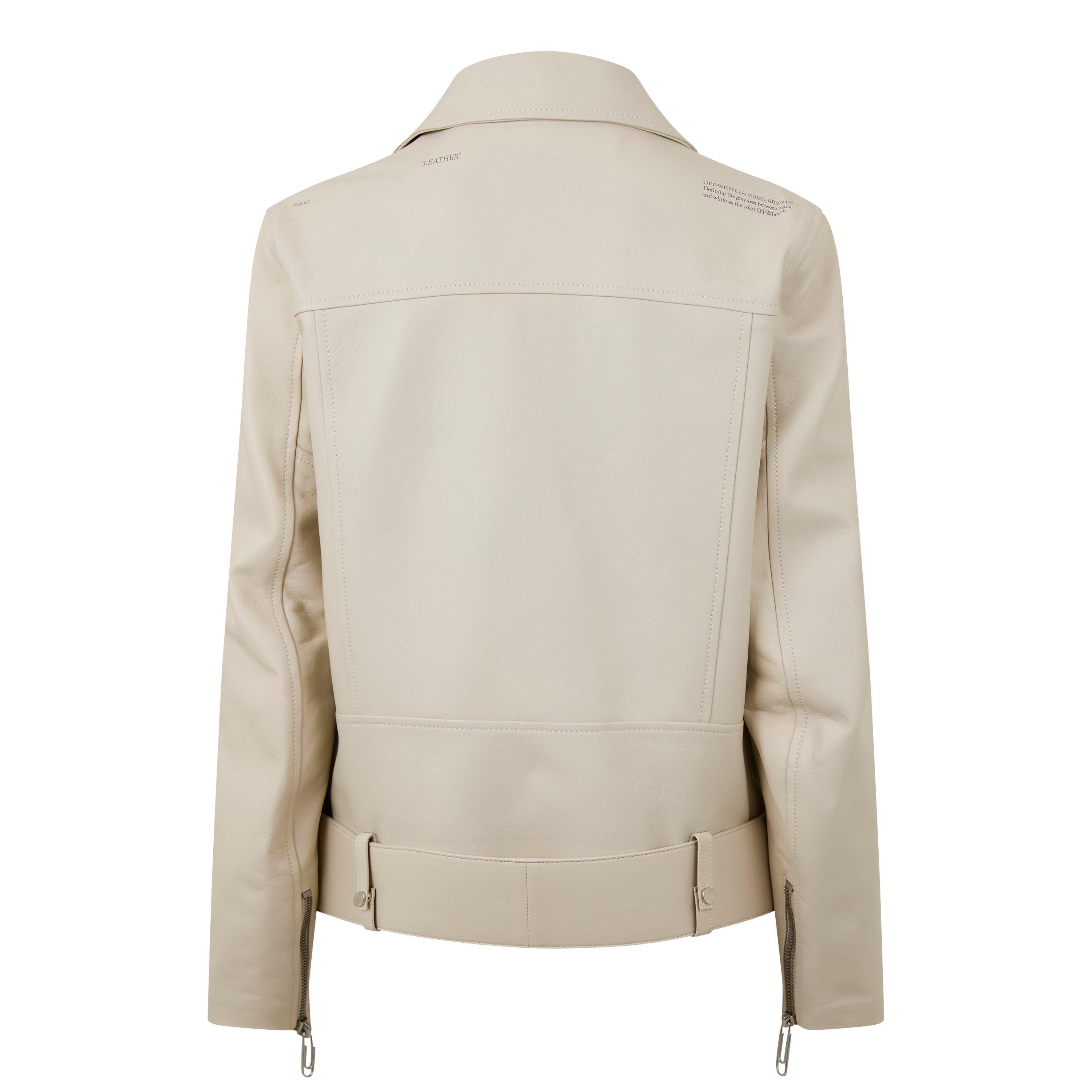 Sand Violet - Off White - Women's Corpor Biker Jacket with Detachable Adjustable Belt - 2