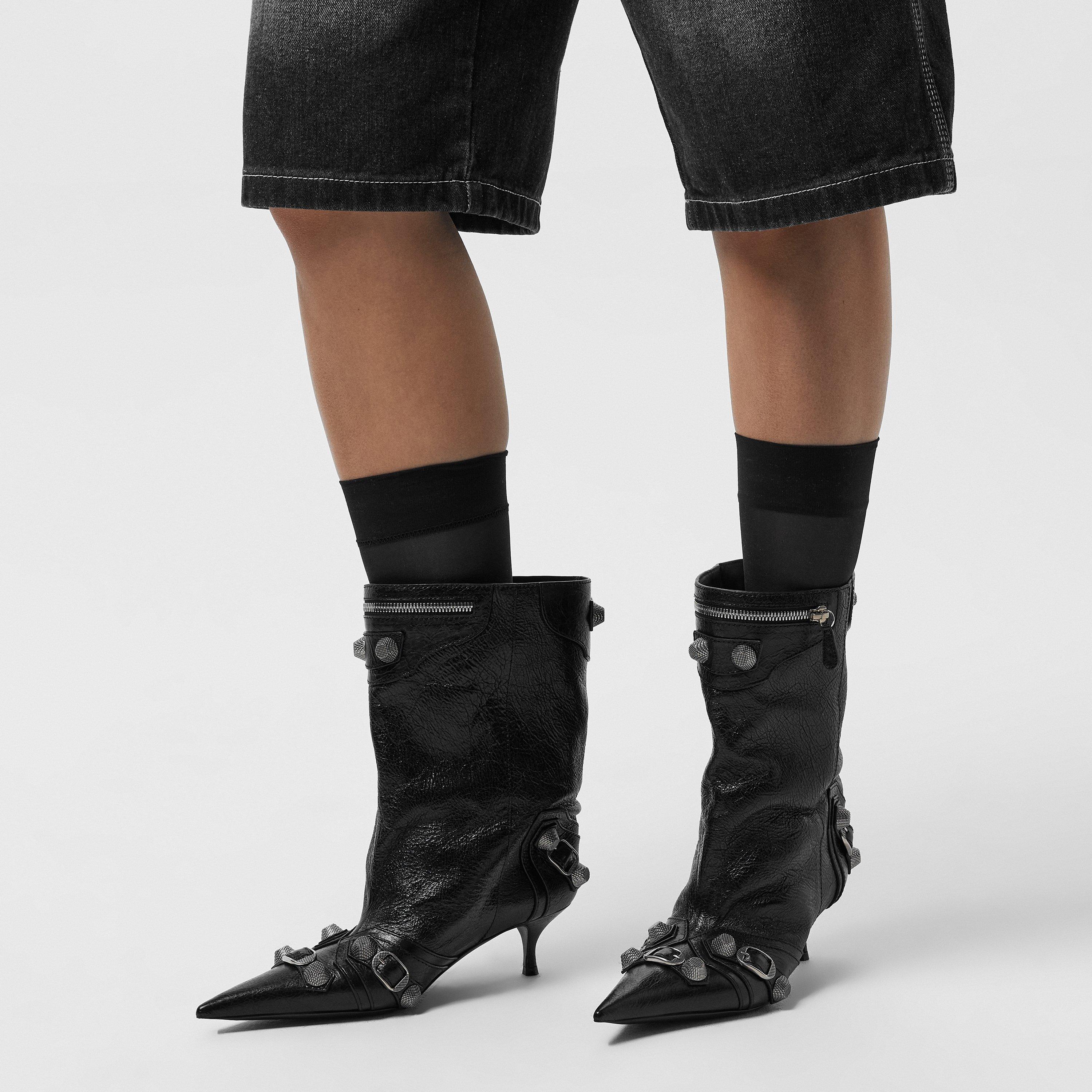 Black/Silver - Balenciaga - Wide Cagole 50mm Booties - 3