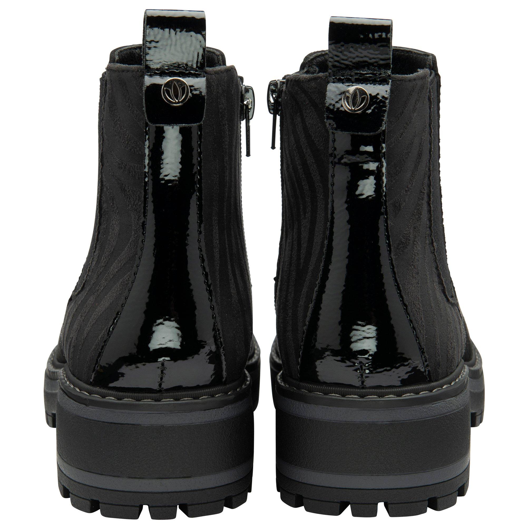 Black - Lotus Shoes - Lotus Prescott Black & Zebra-Print Ankle Boots - 3