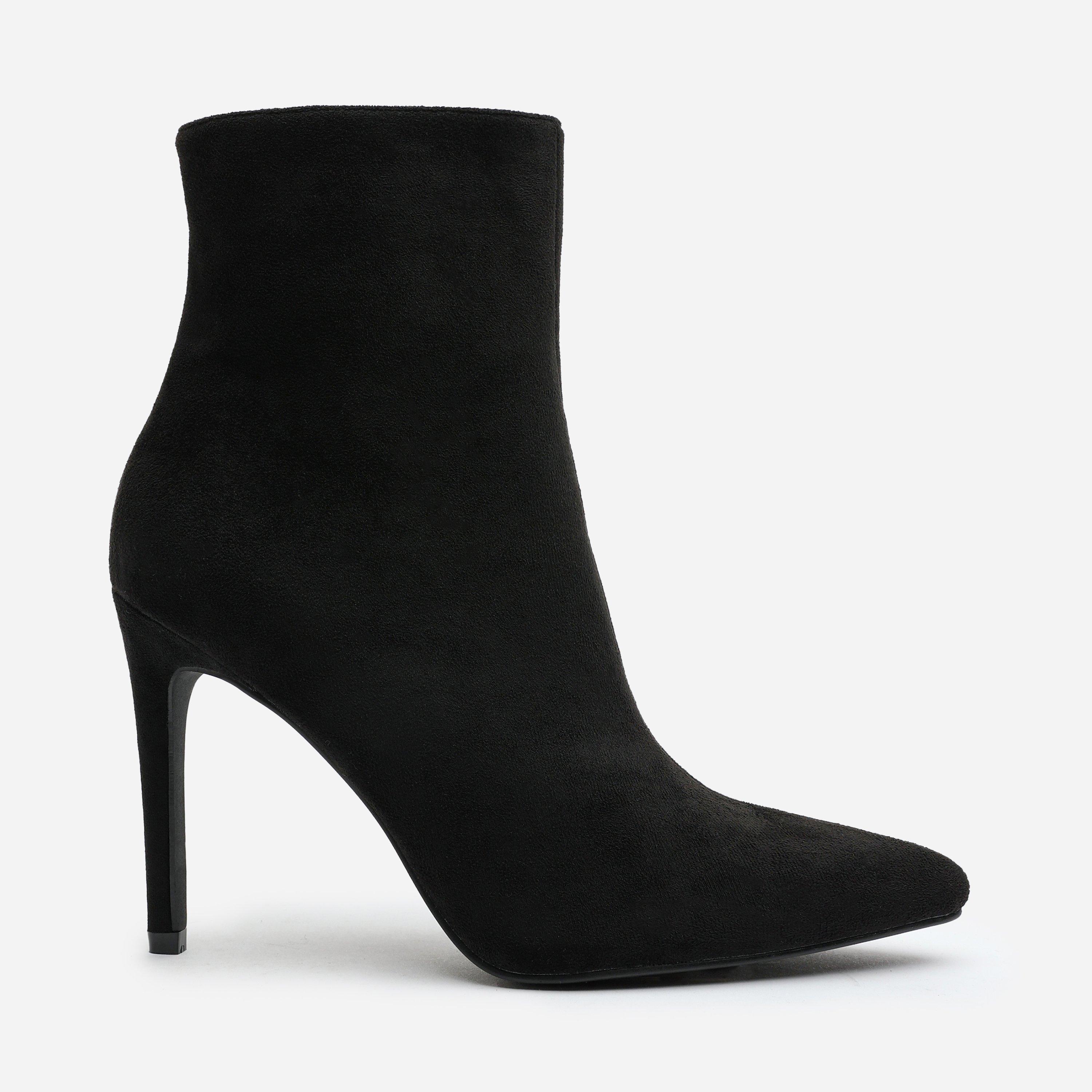Black Suede - Wheres That From - Pointed Toe Stiletto Ankle Boots - 2
