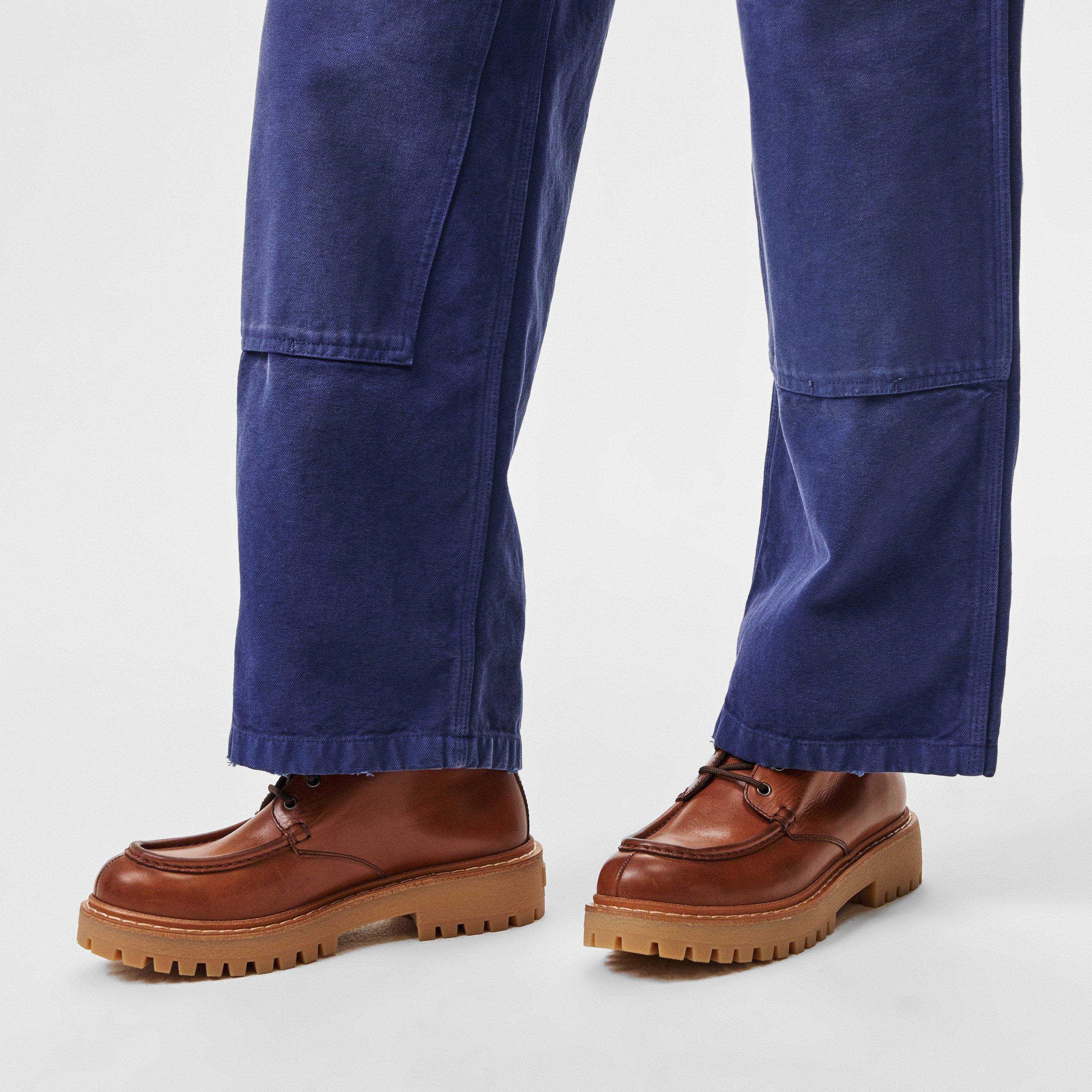 Cognac - Prada - Leather Lace-Up Boots - 3