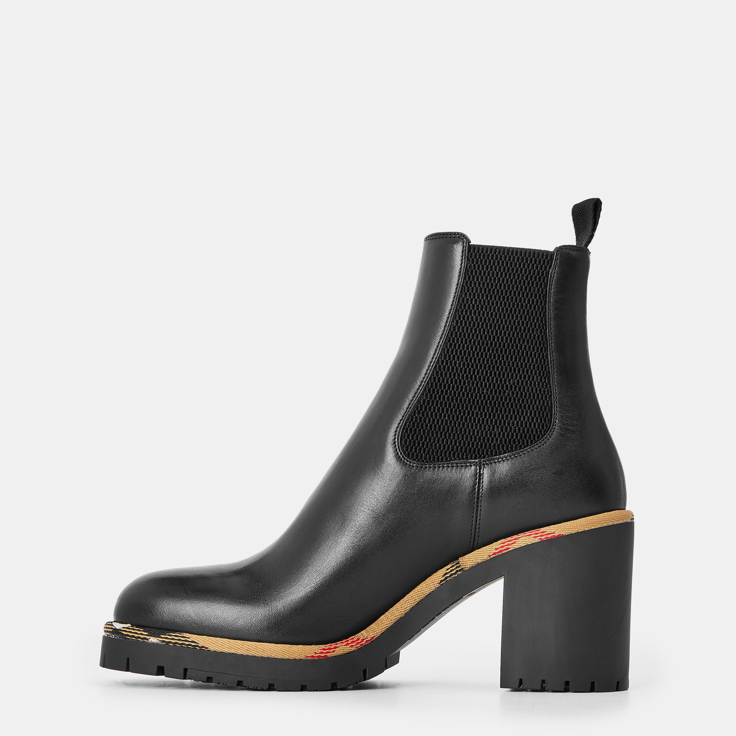 Black - Burberry - Women's Burb Gravel Heeled Ankle Boot - 2