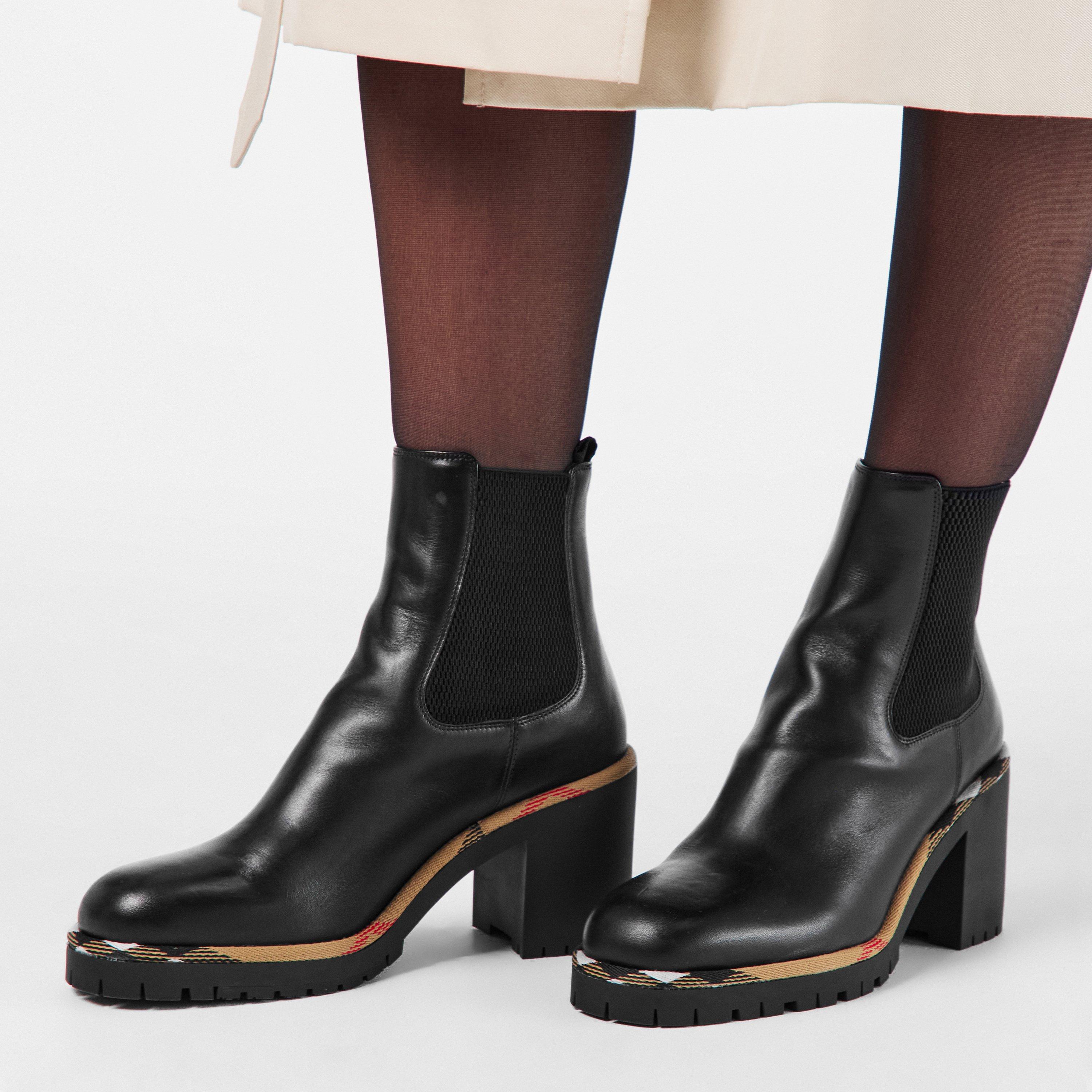 Black - Burberry - Women's Burb Gravel Heeled Ankle Boot - 3