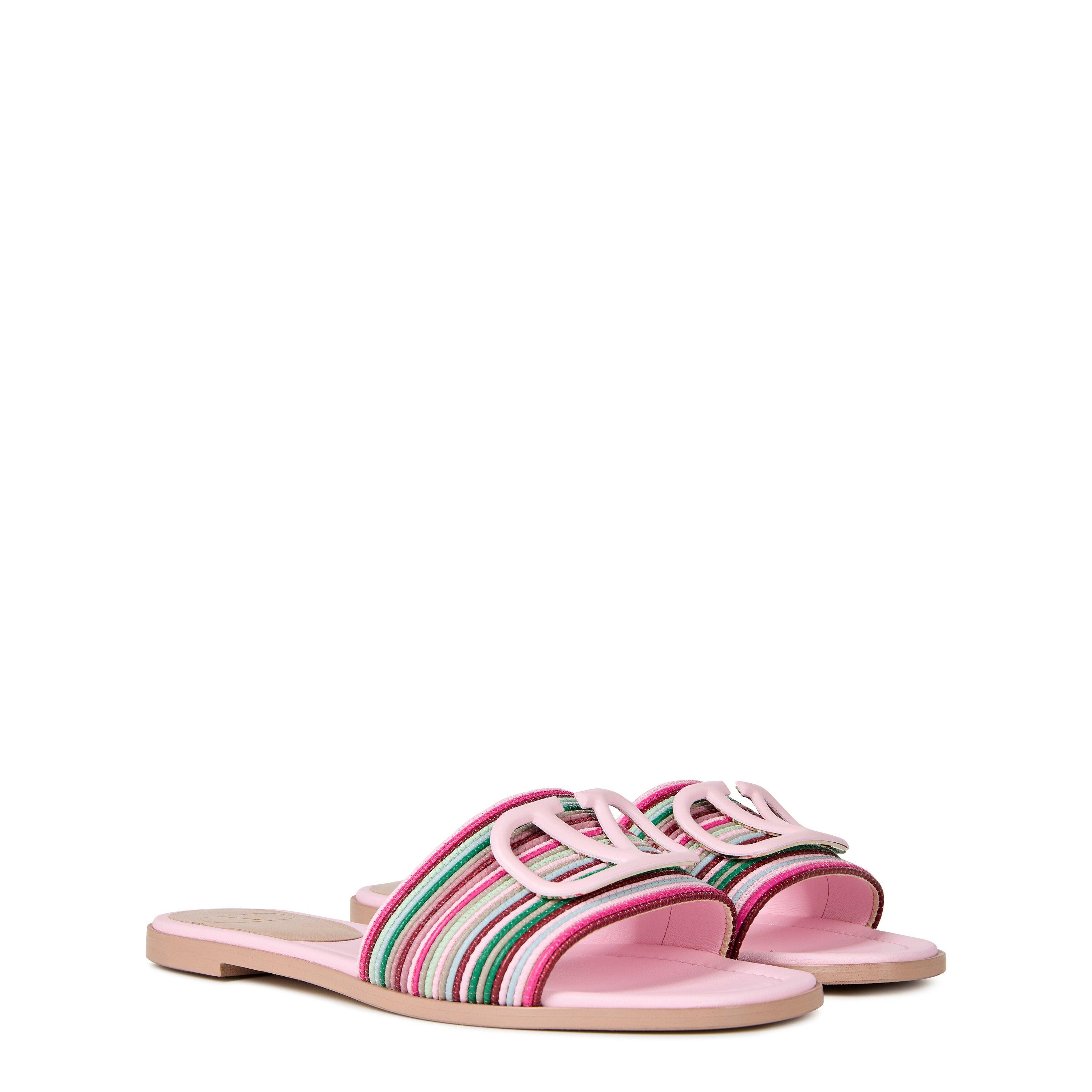 Bajadera Rosa - Valentino Garavani - Vlogo Signature Flat Sandals - 3