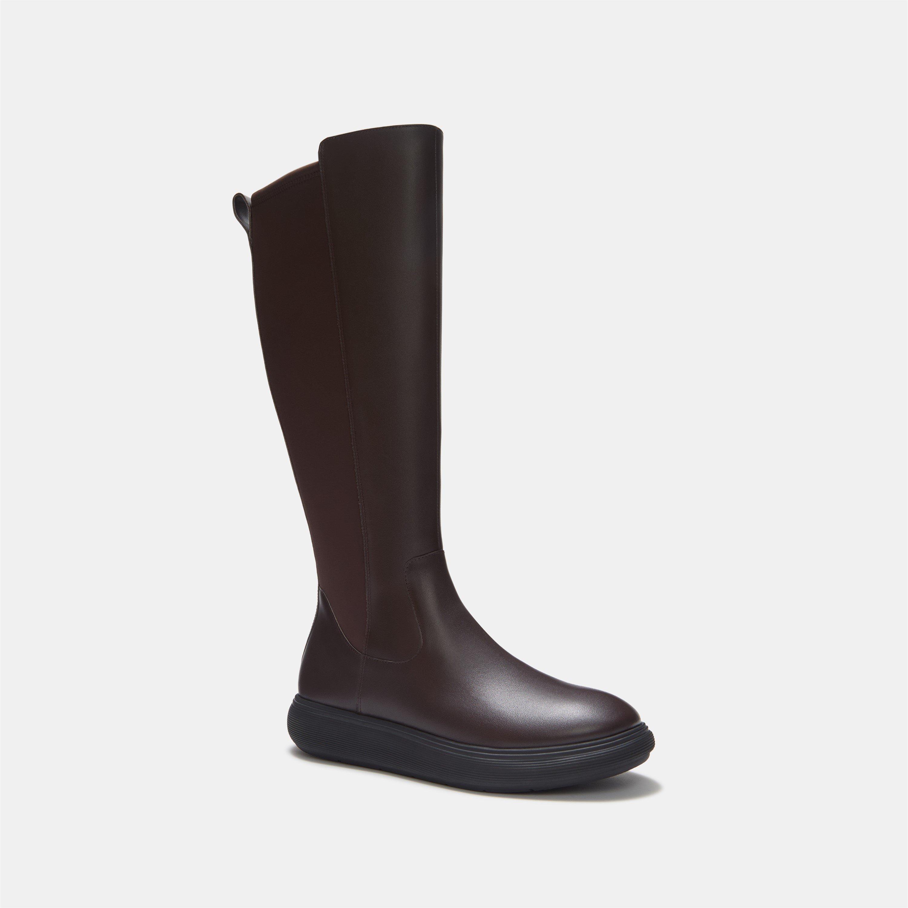 Chocolate Brown - FitFlop - Women's iQ-COMFF Leather Knee-High Boots - 3