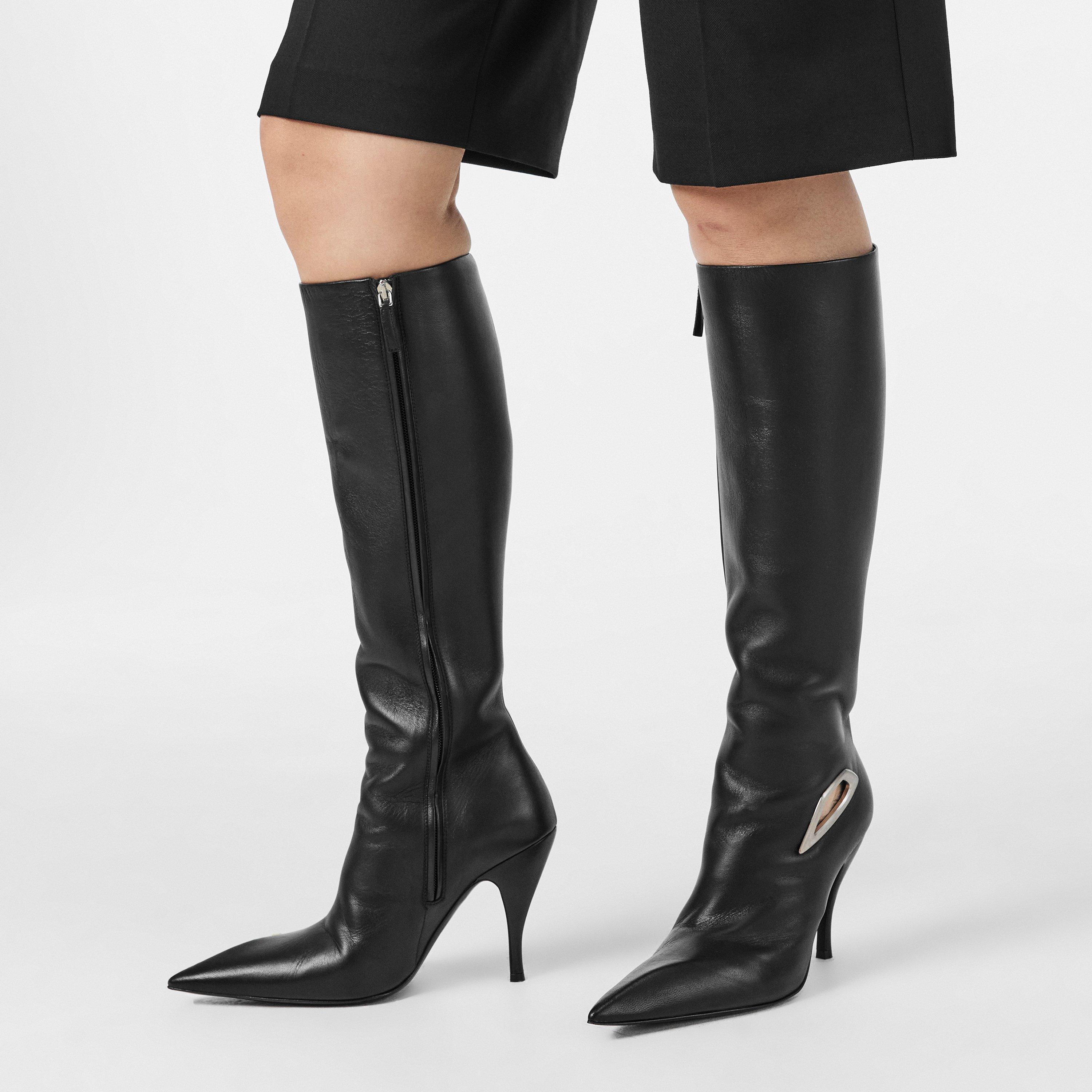 Black/Silver - Off White - Women's Flat Ankle Boots - 3