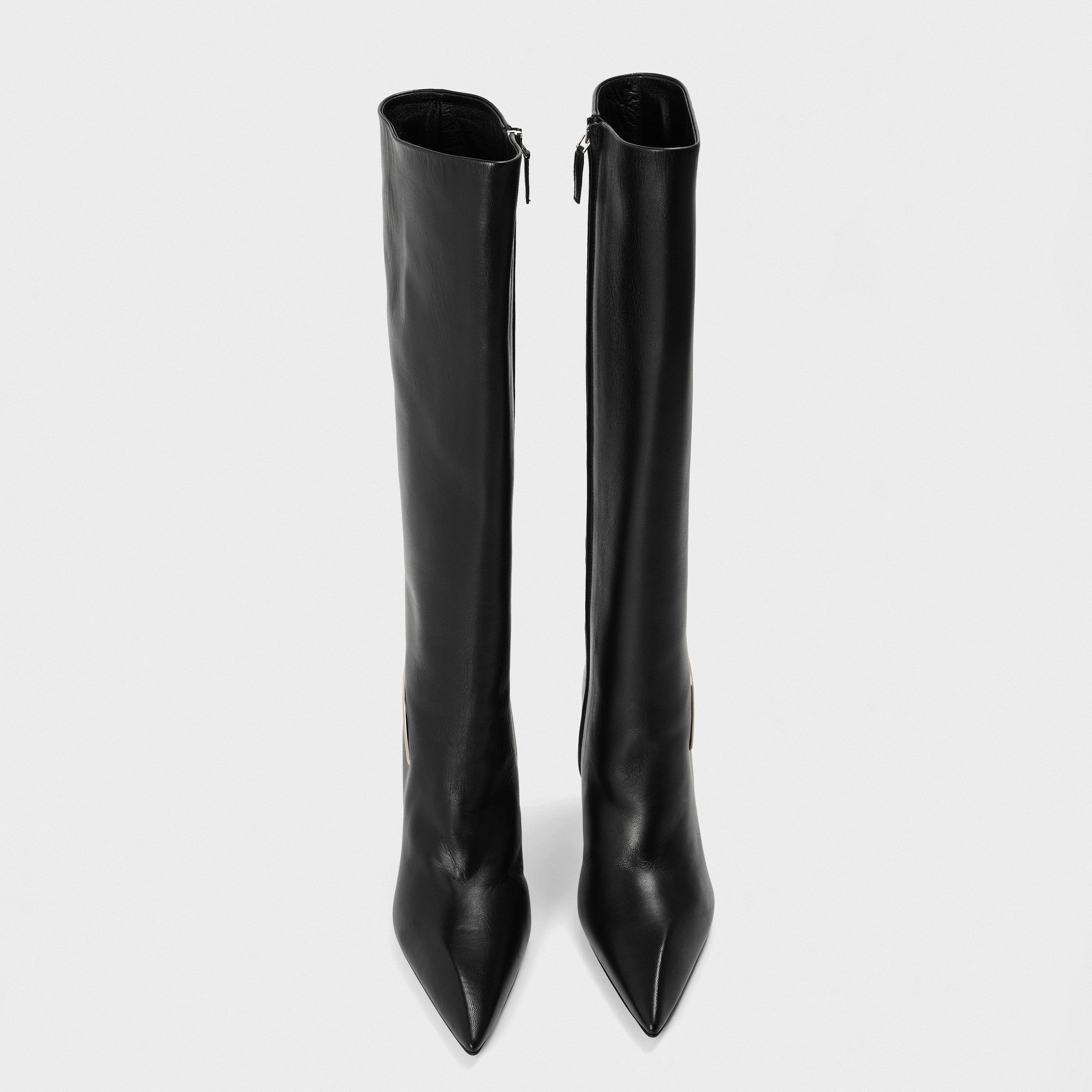 Black/Silver - Off White - Women's Flat Ankle Boots - 5