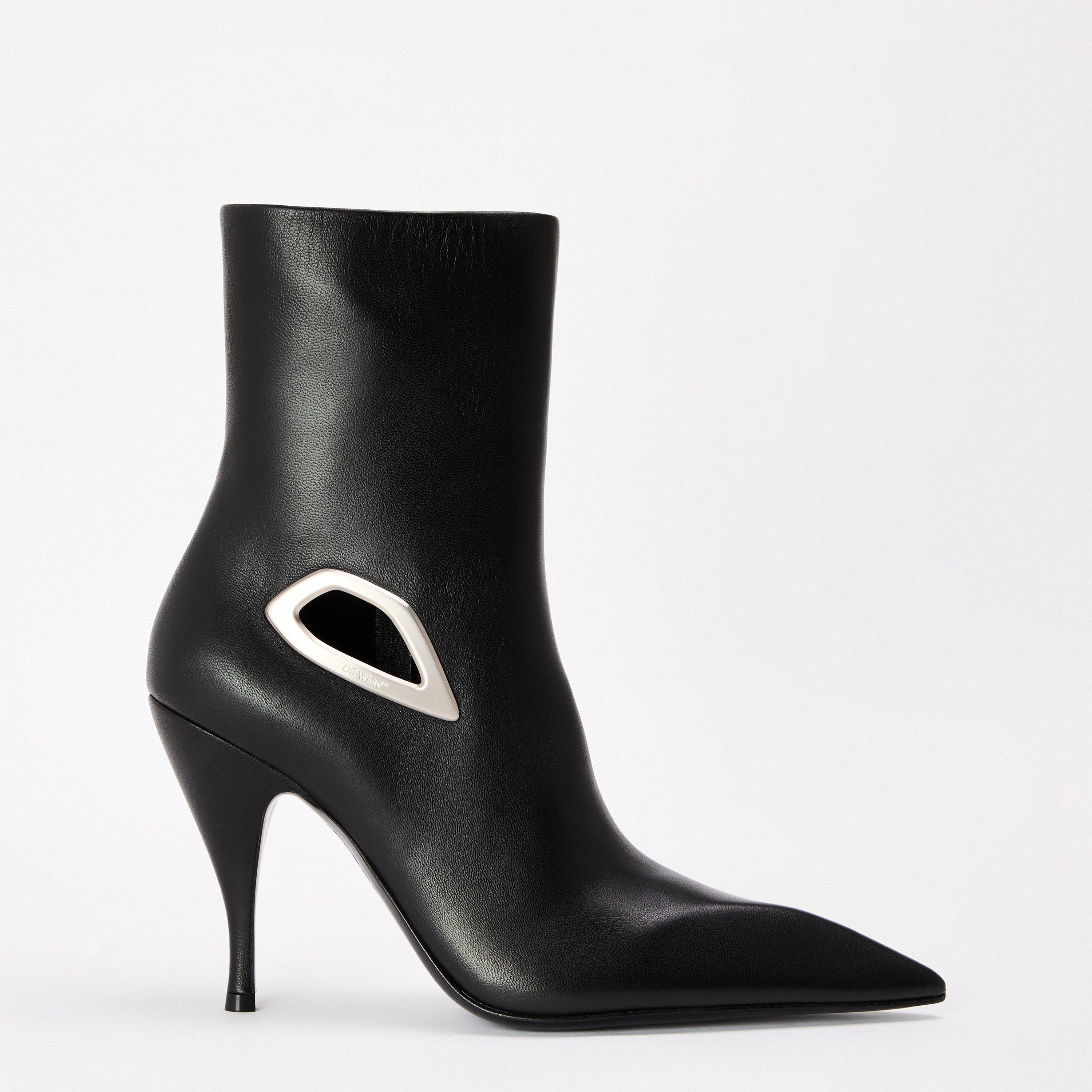 Black/Silver - Off White - Women's Flat Ankle Boots - 1