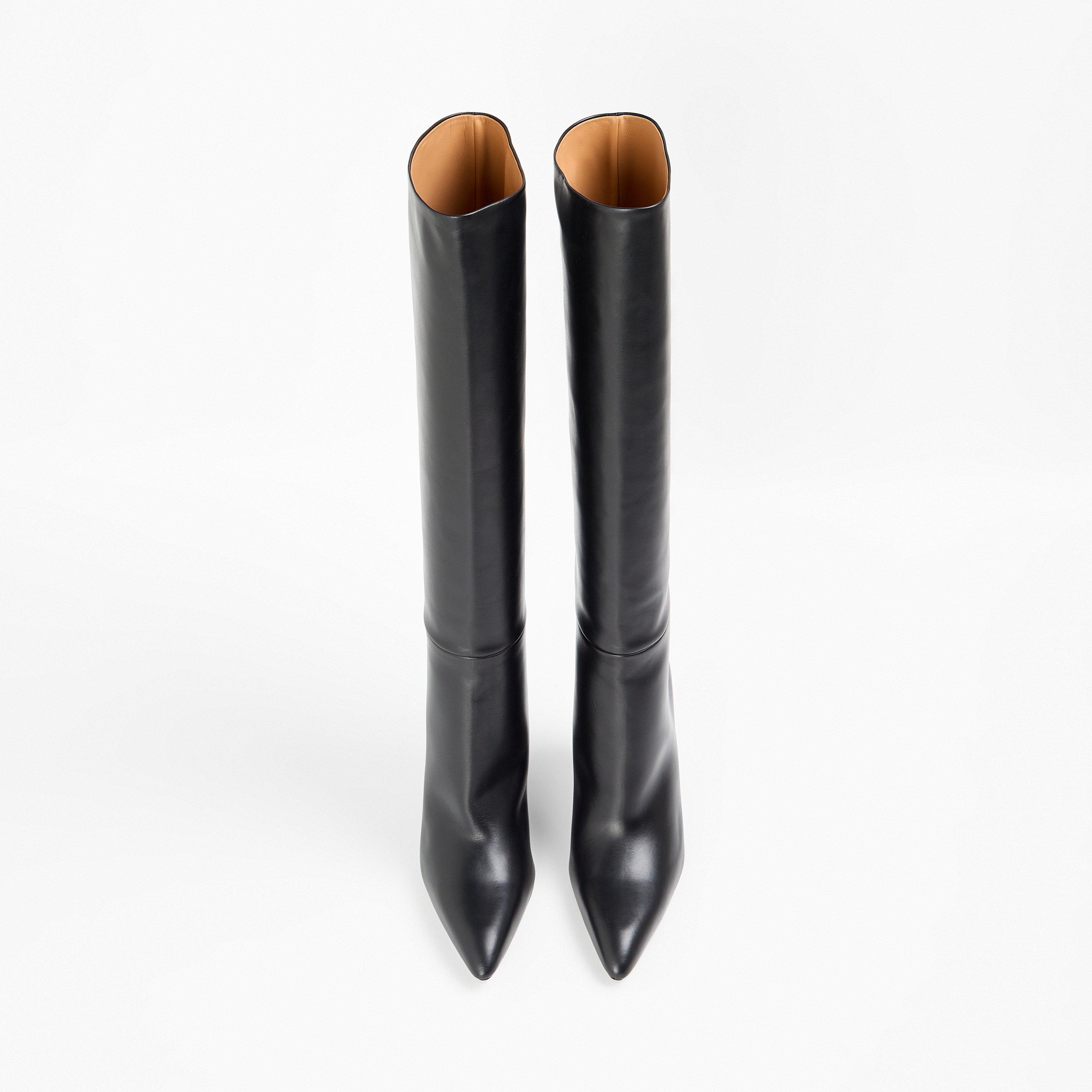 Black/Silver - Off White - Women's Knee High Boots, Knee High Style - 4