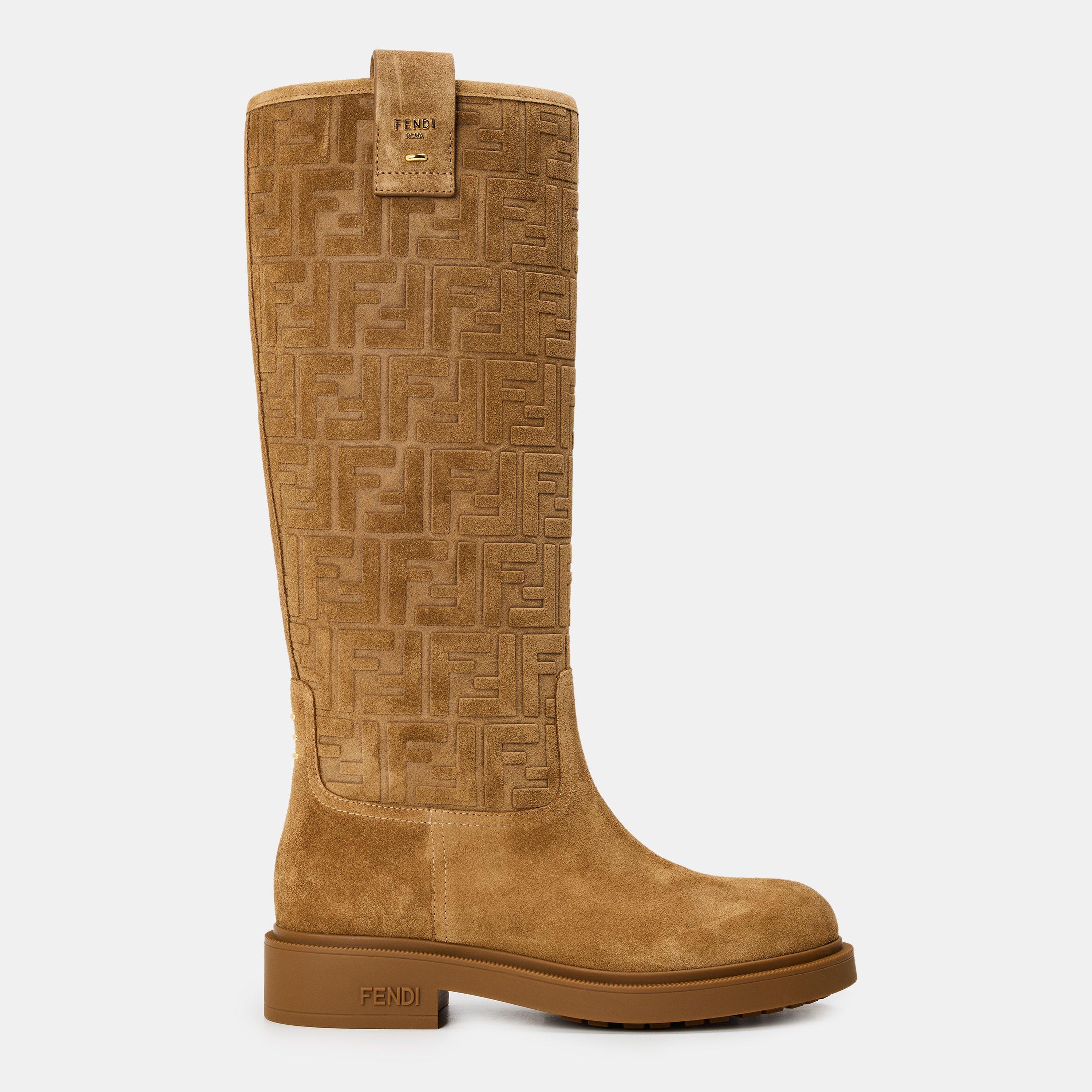 Bronze - Fendi - Women's Suede Filo Knee High Boots - 1