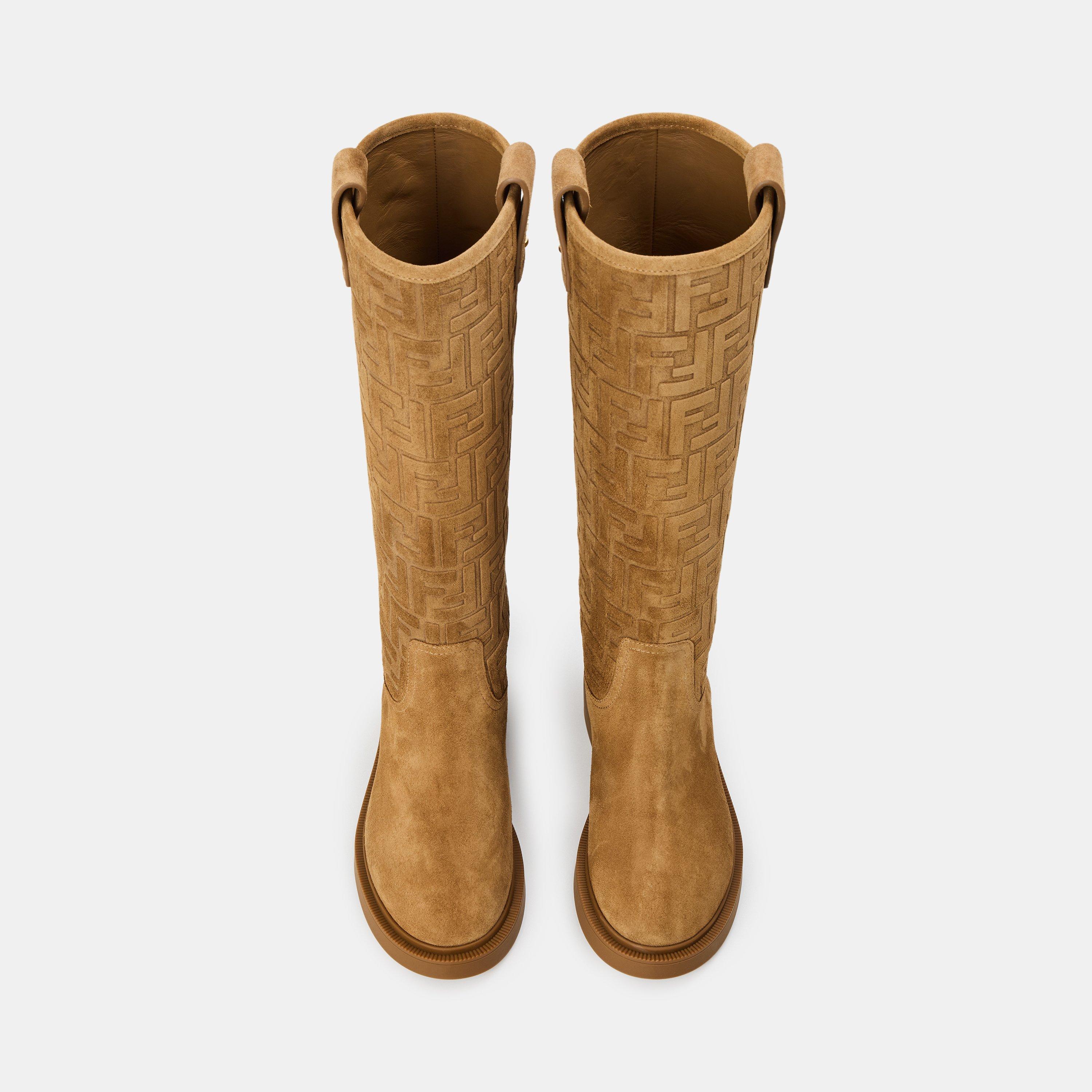 Bronze - Fendi - Women's Suede Filo Knee High Boots - 4