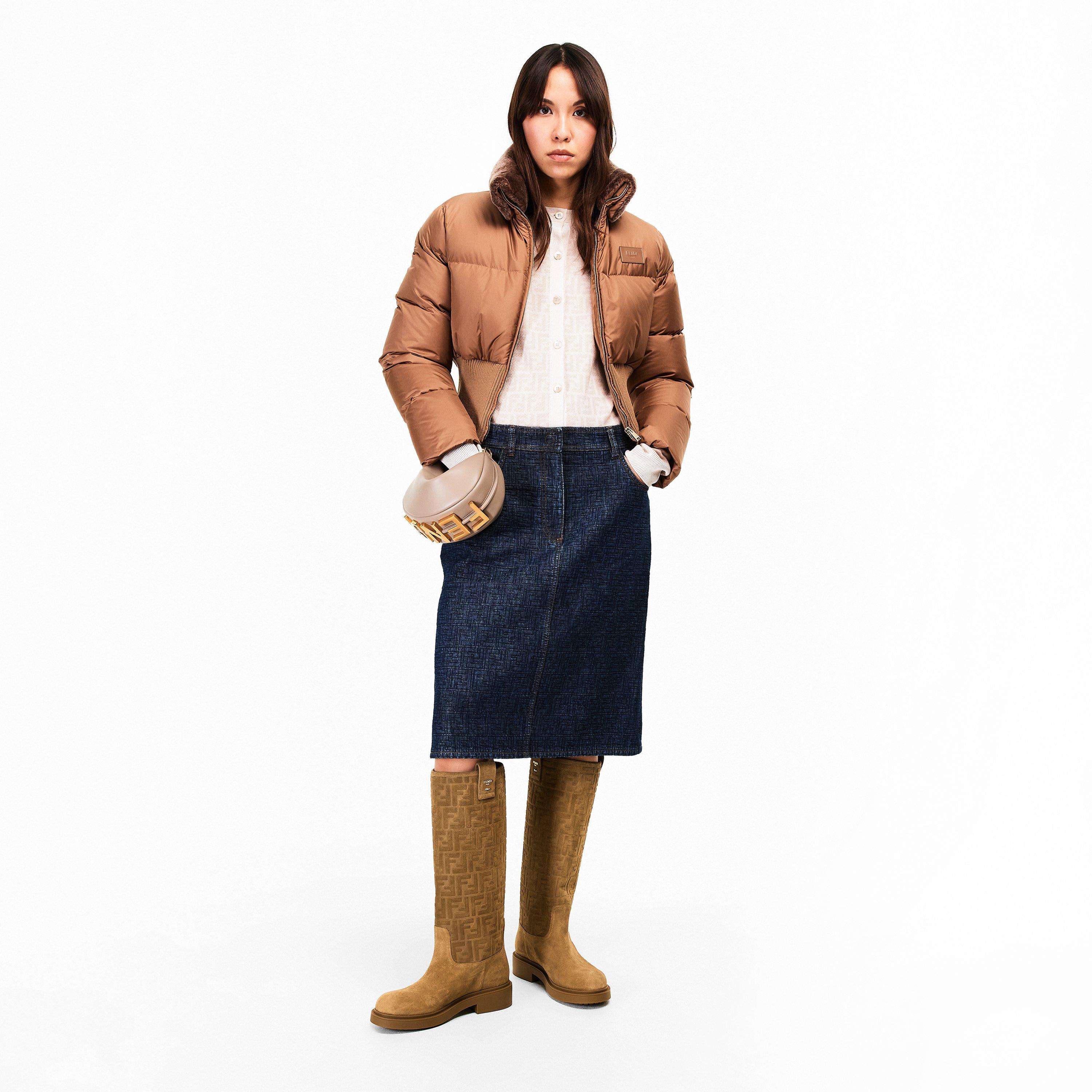 Bronze - Fendi - Women's Filo Suede Knee High Boots - 6