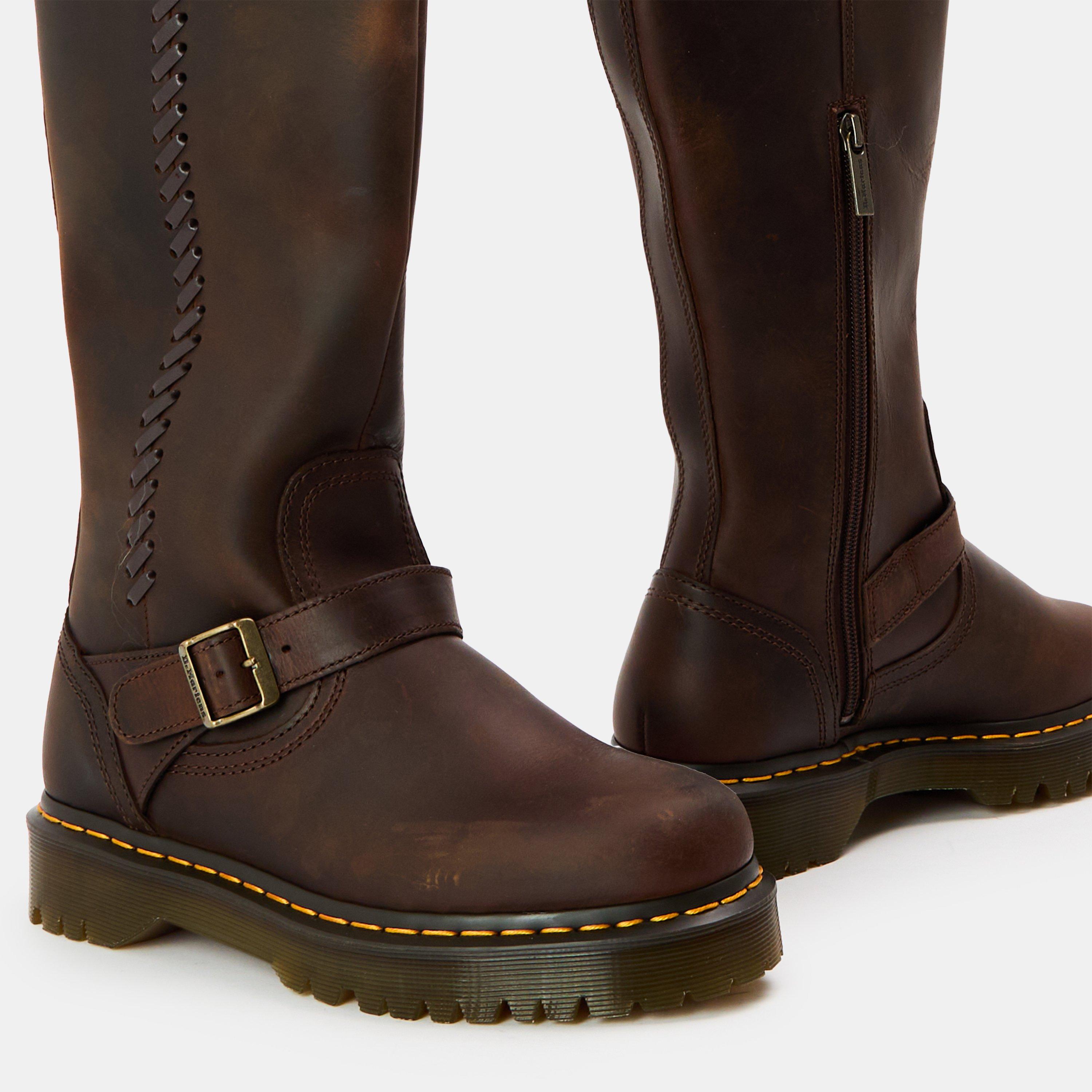 Dark Brown - Dr Martens - Anistone Knee High Boot - 4