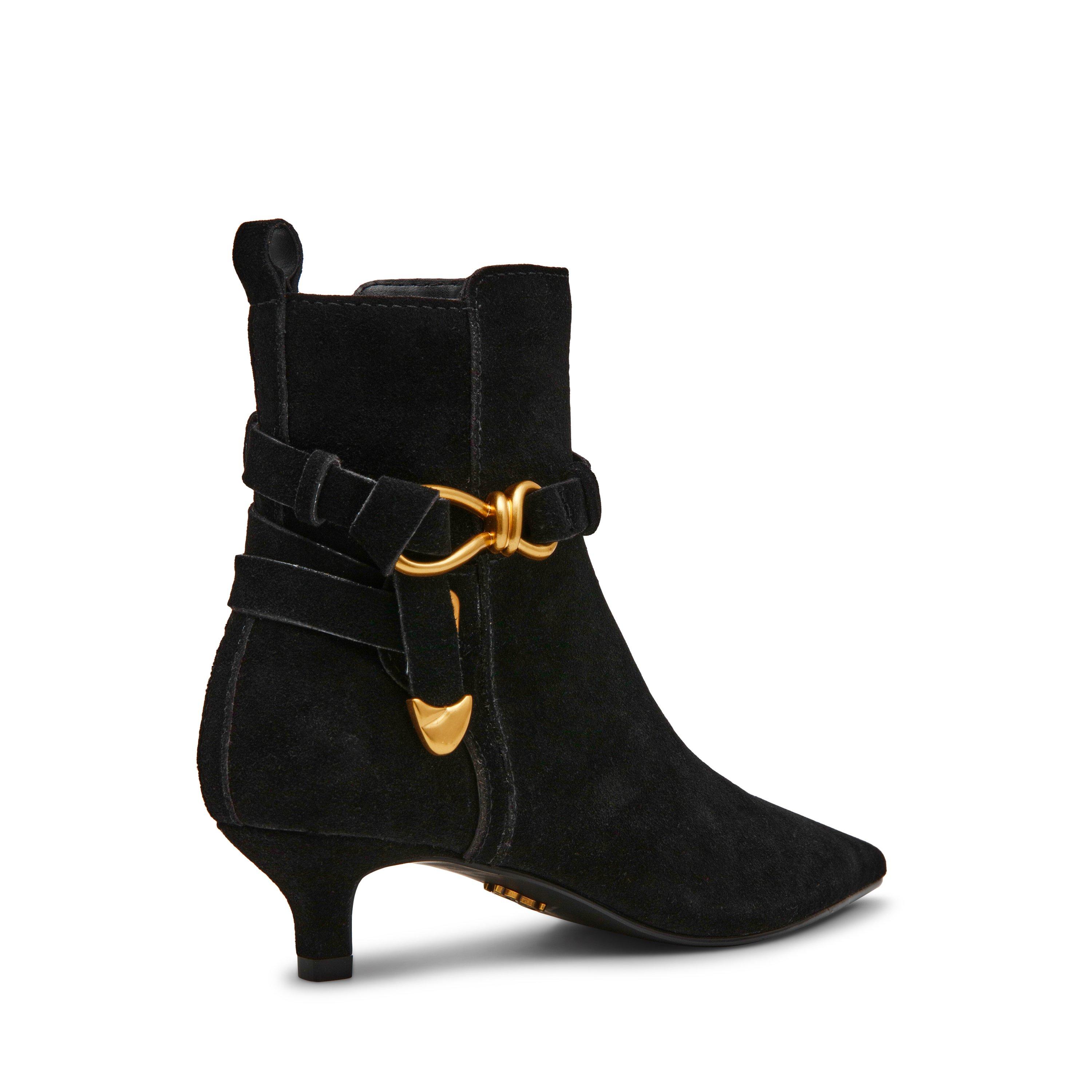 Black Suede - Steve Madden - Women's Roller Ankle Heeled Boots - 4