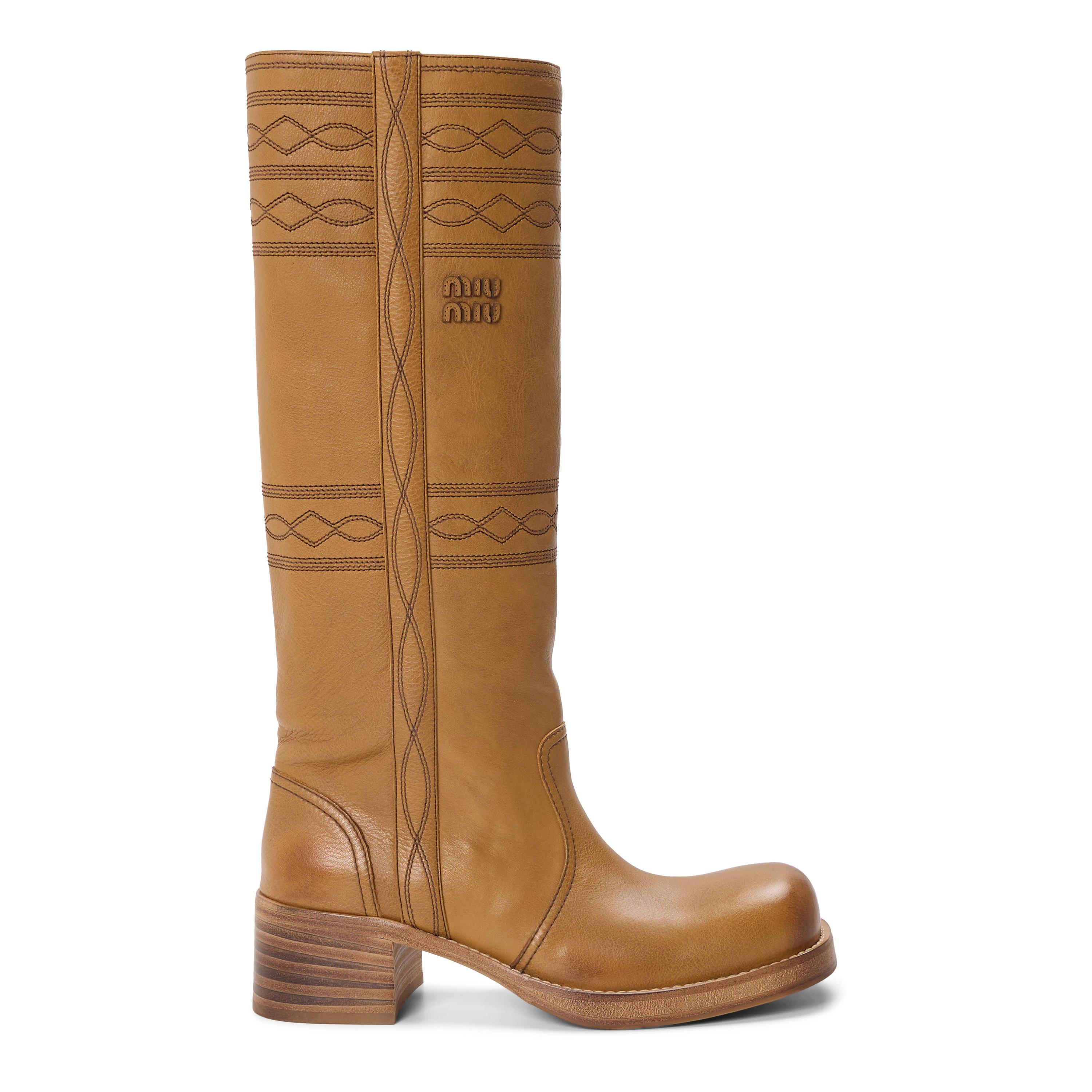 Cuoio - Miu Miu - Miu Embriodered Boot Ld63 - 1