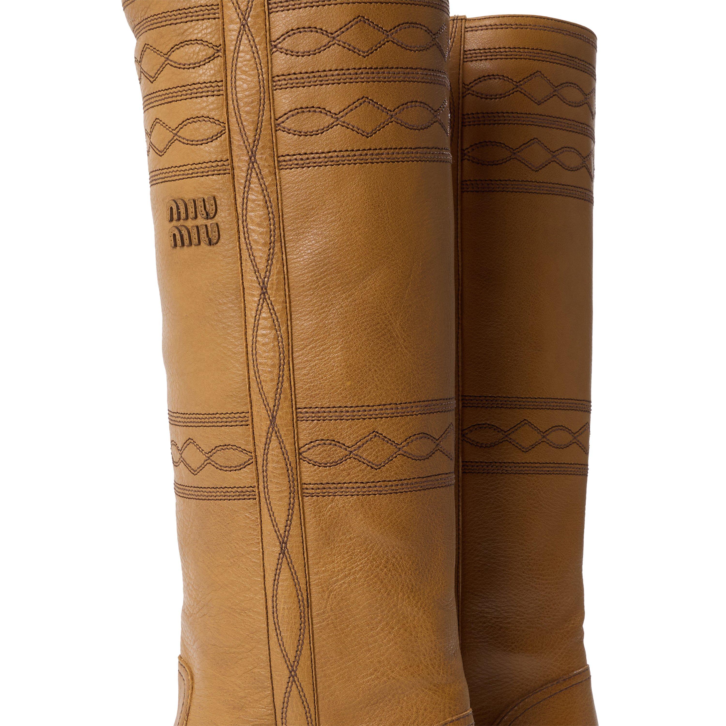 Cuoio - Miu Miu - Miu Embriodered Boot Ld63 - 3