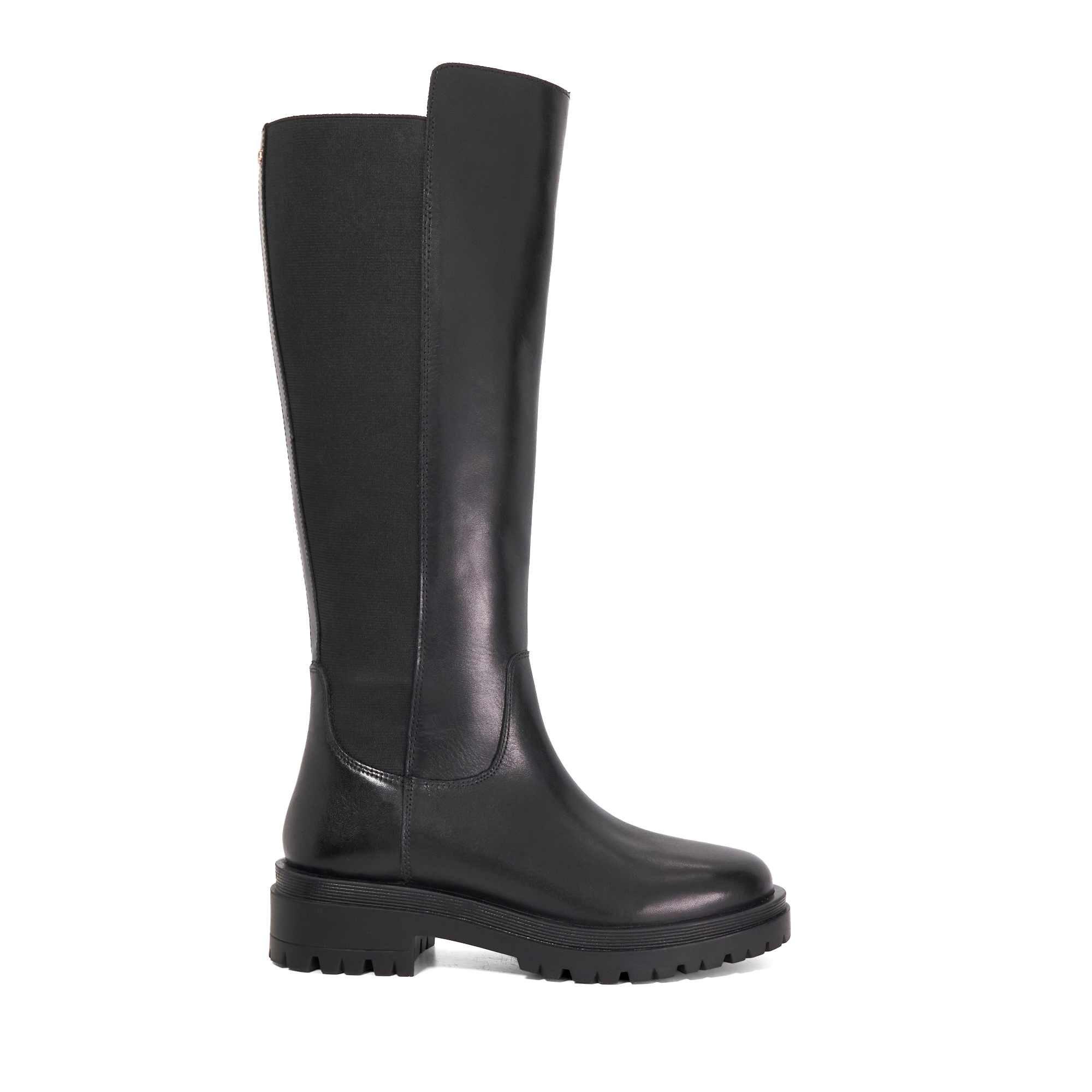 Black Leather - Dune London - Tagu Knee High Boots - 1