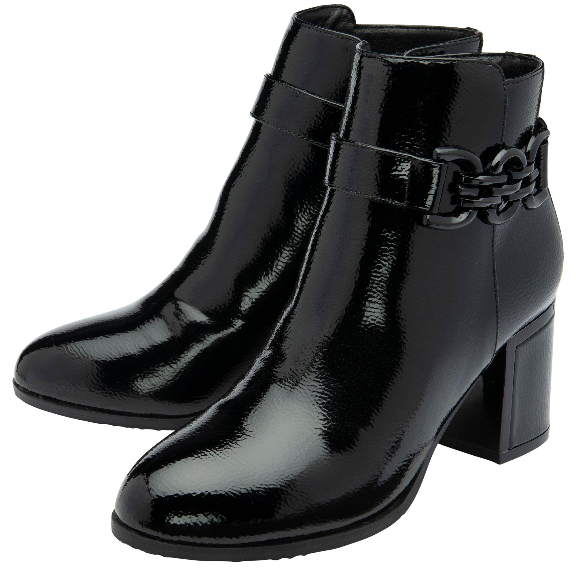 Black Patent - Lotus Shoes - Lotus Amarin Black Patent Heeled Ankle Boots - 2