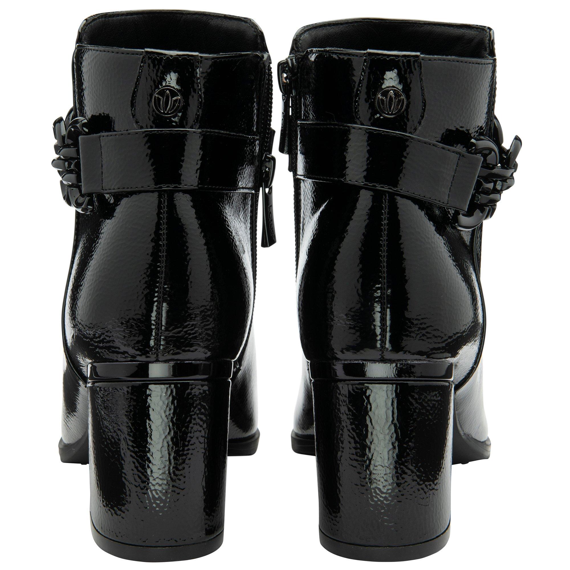 Black Patent - Lotus Shoes - Lotus Amarin Black Patent Heeled Ankle Boots - 3