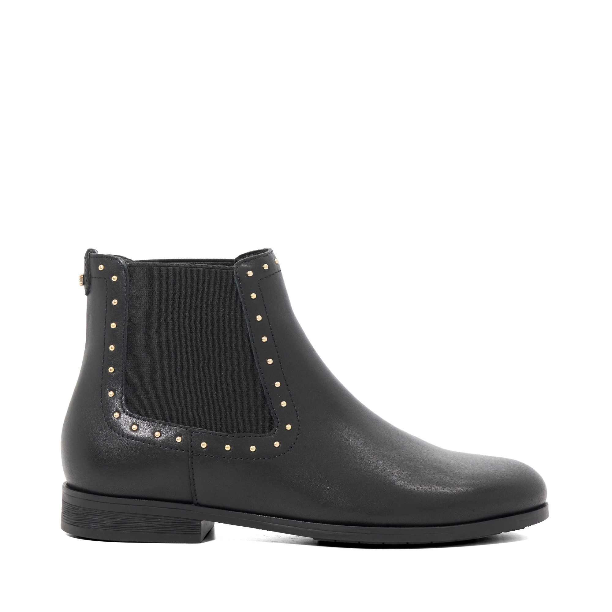 Black Leather - Dune London - Women's Flat Ankle Boots - 1
