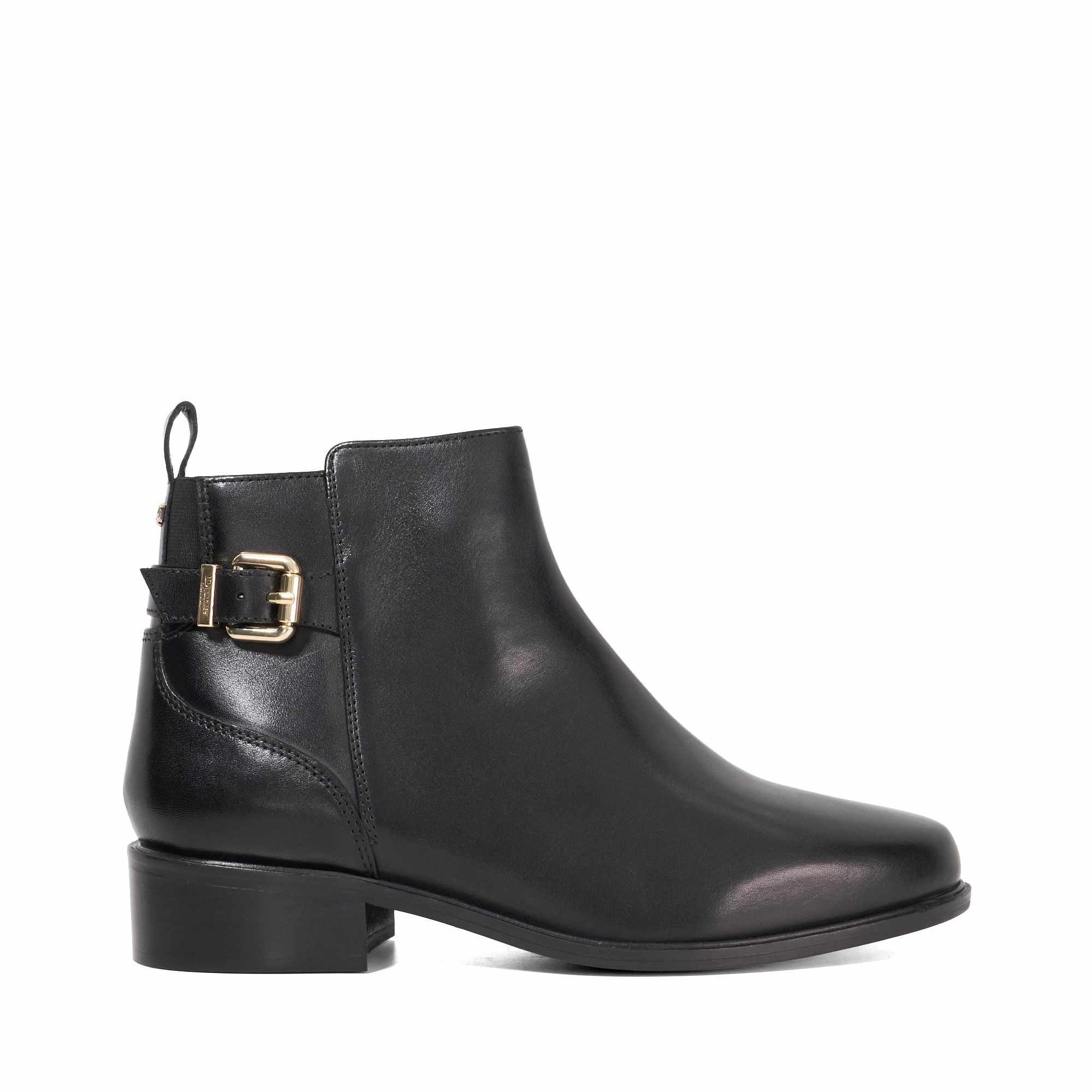 Cuir noir - Dune London - Women's Padri Flat Ankle Boots - 1