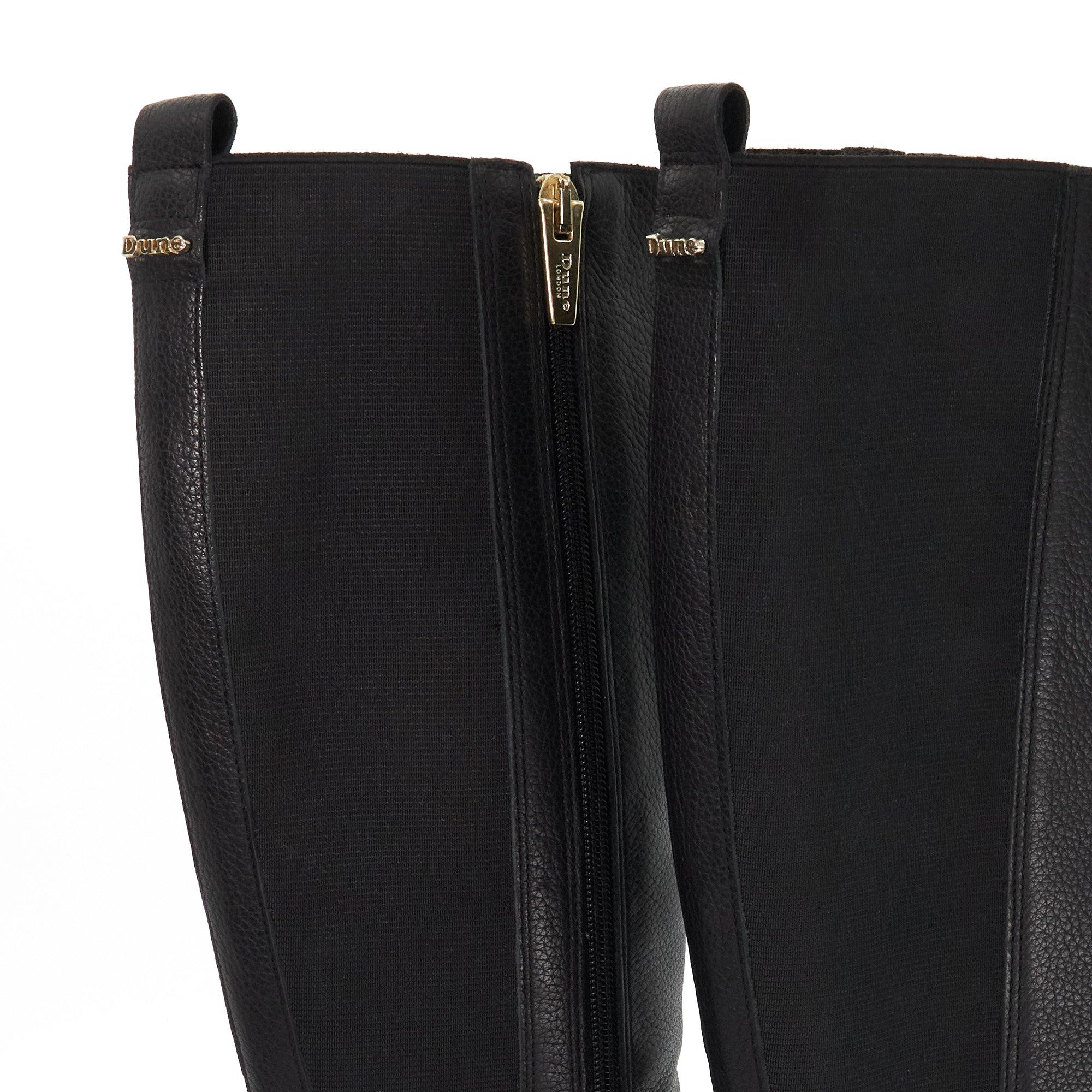 Black Leather - Dune London - Women's Turner Knee High Boots - 5