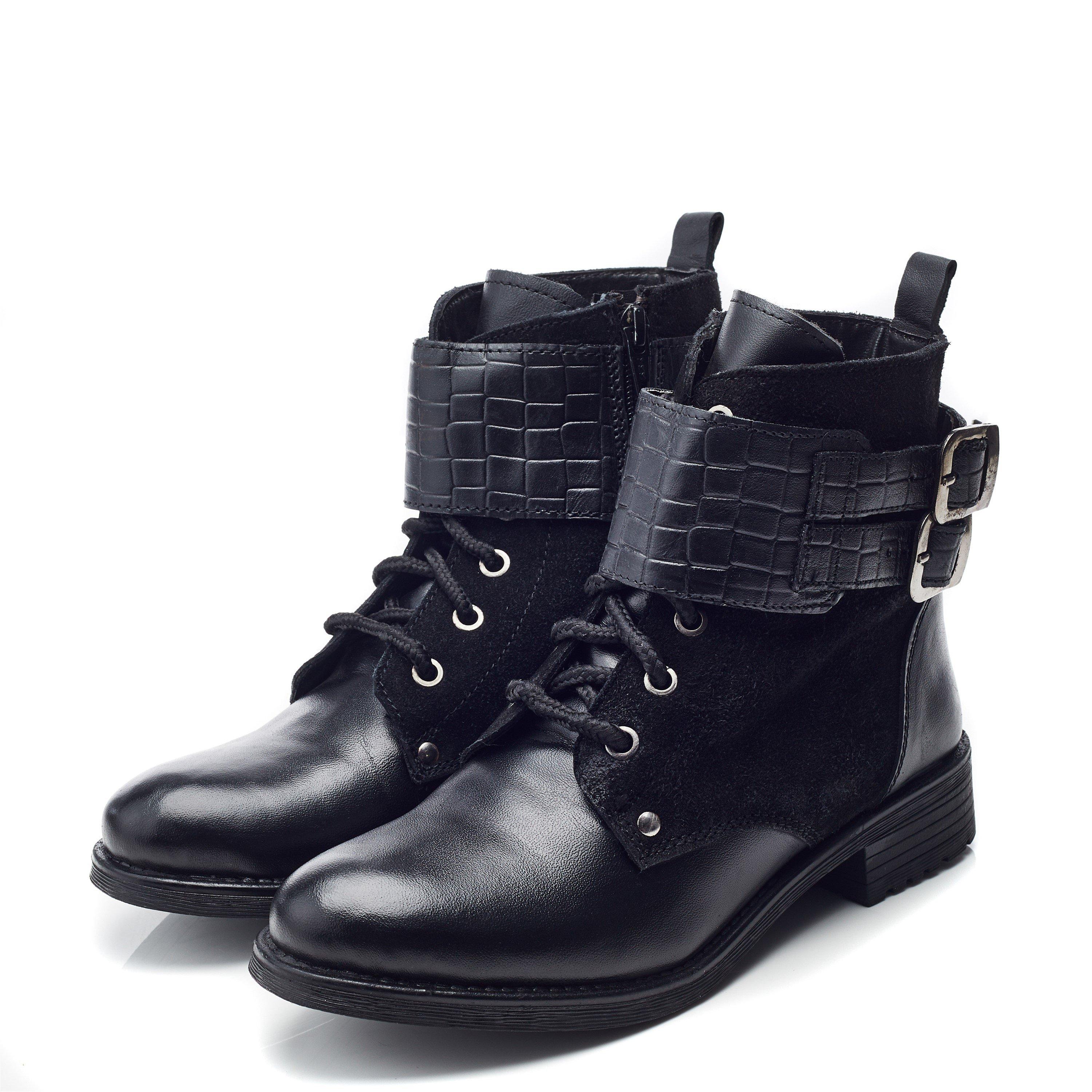 Negro - Moda in Pelle - Women's Mauvaise Leather Ankle Heeled Boots - 2