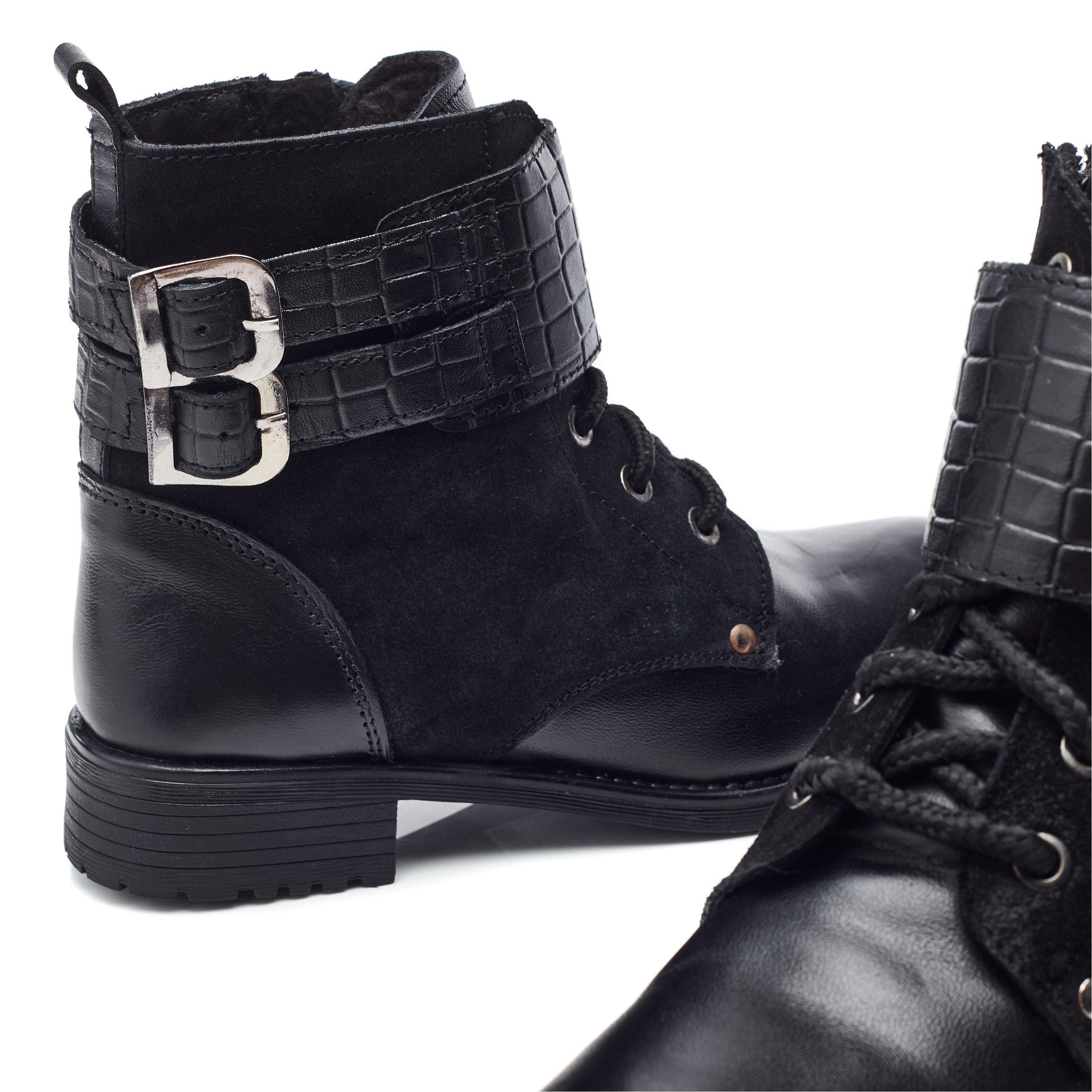 Negro - Moda in Pelle - Women's Mauvaise Leather Ankle Heeled Boots - 4