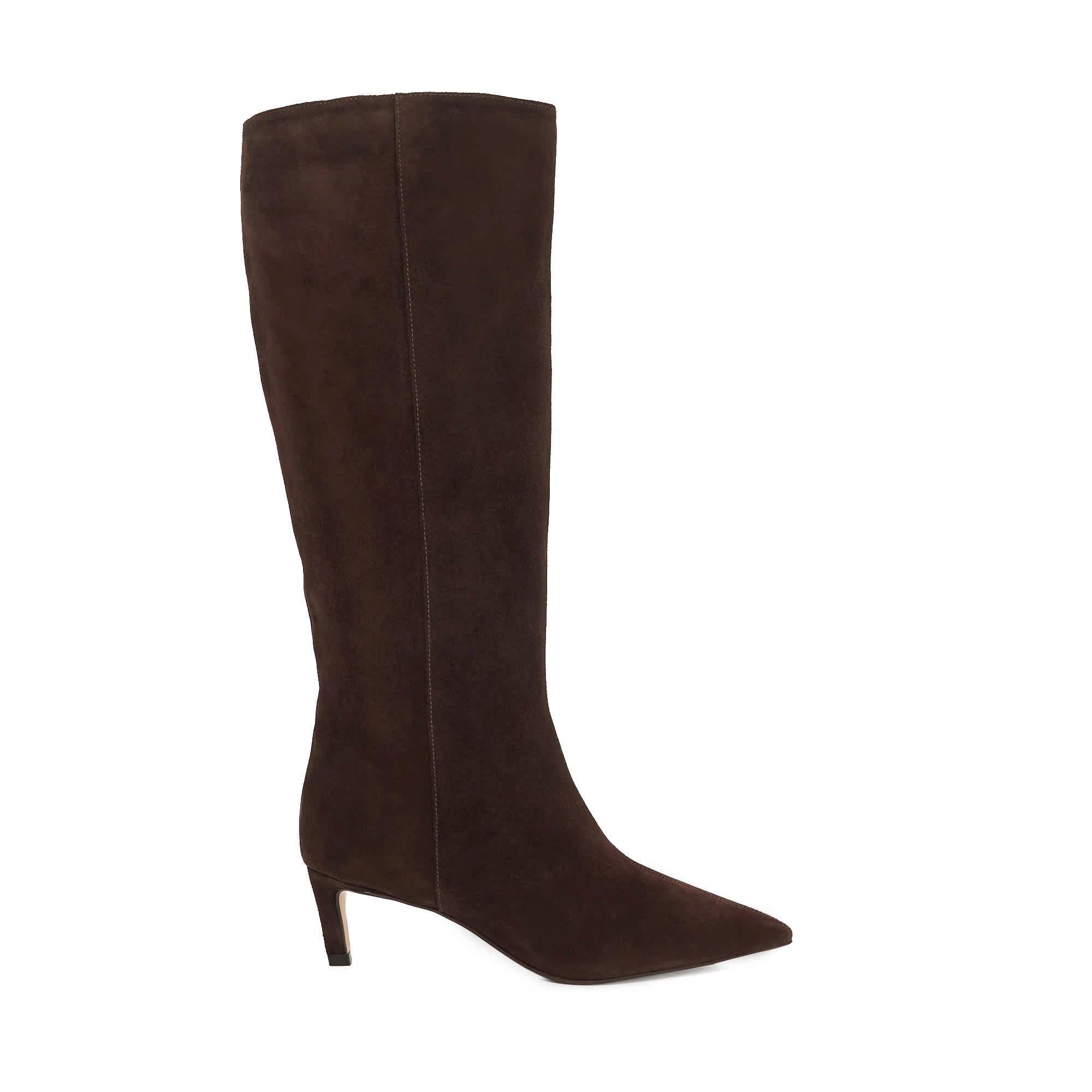 Brown Suede - Dune London - Women's Smoothly Knee High Boots - 1