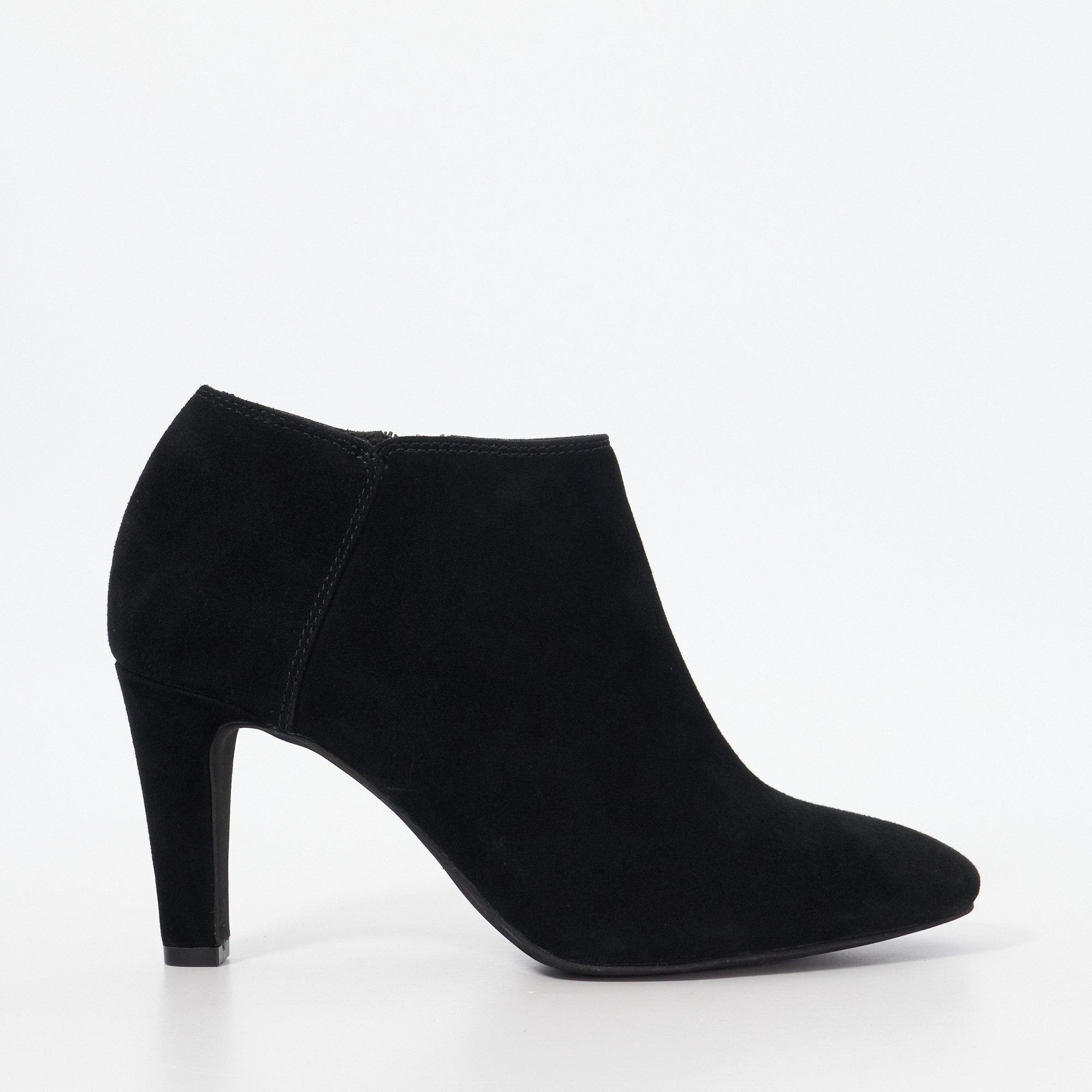 Black Suede - Dune London - Women's Omarah Ankle Heeled Boots - 1