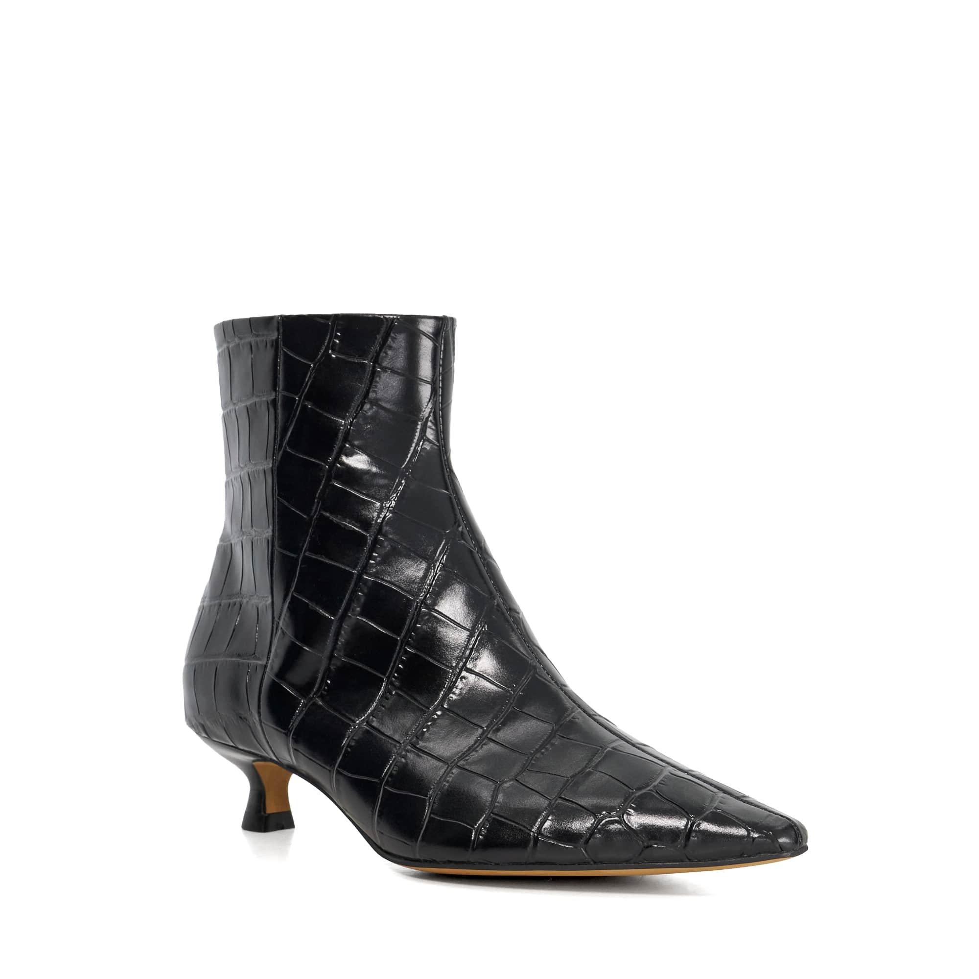 Black Leather - Dune London - Women's Odore Ankle Heeled Boots - 2