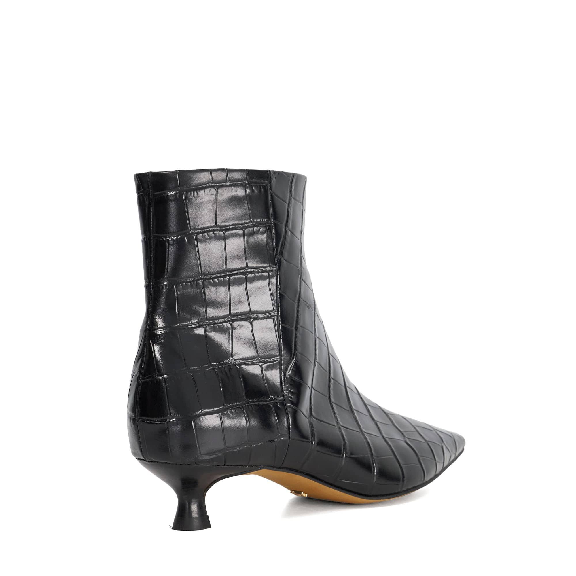 Black Leather - Dune London - Women's Odore Ankle Heeled Boots - 3