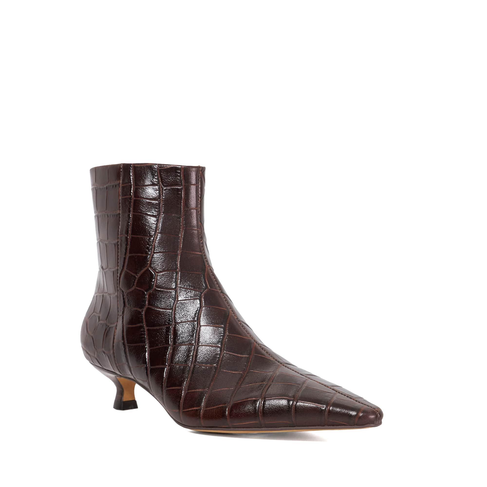 Brown Leather - Dune London - Women's Odore Ankle Heeled Boots - 2